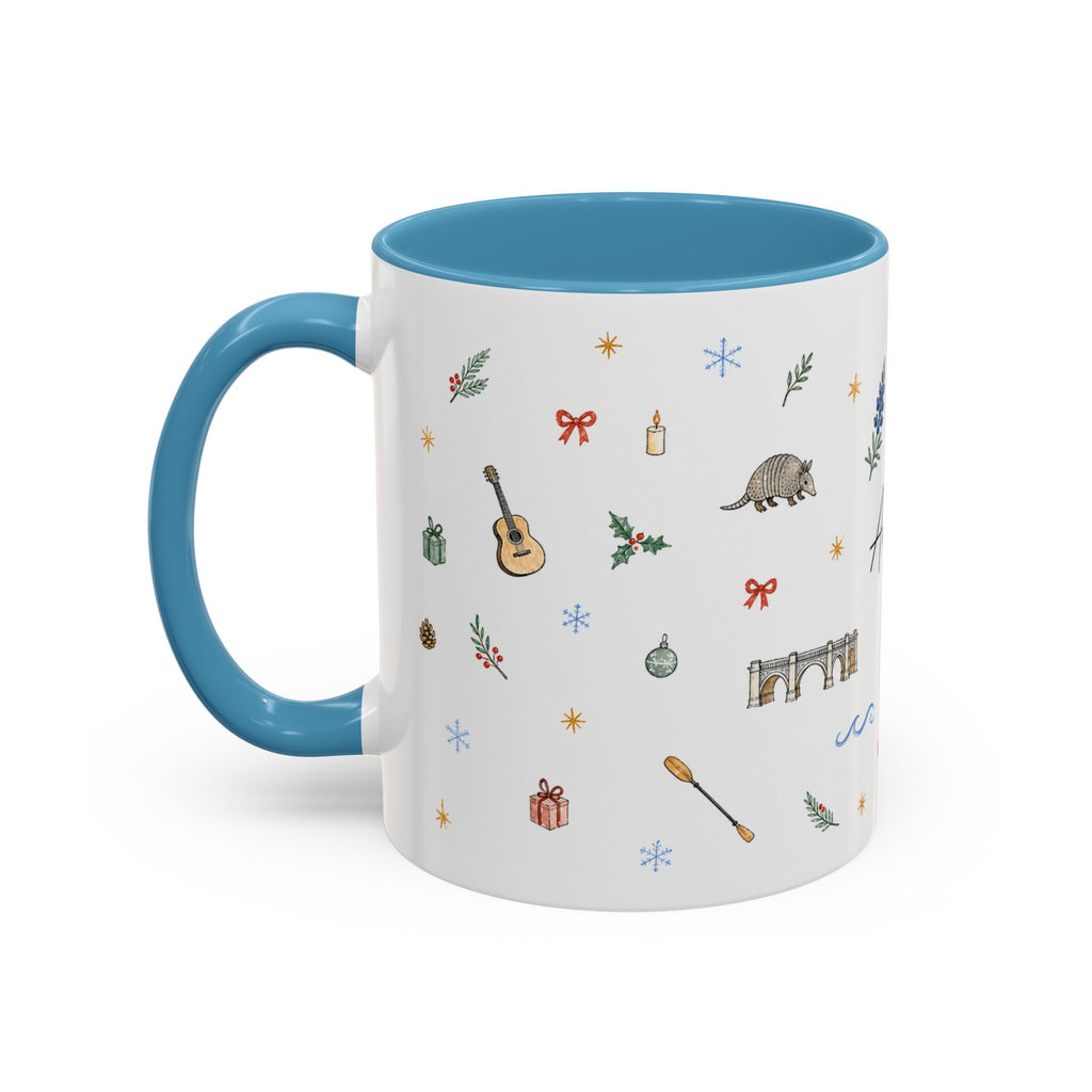 Austin Christmas Mug | Watercolor Travel Souvenir | Holiday Gift | Accent Ceramic Coffee Cup 11oz 15oz