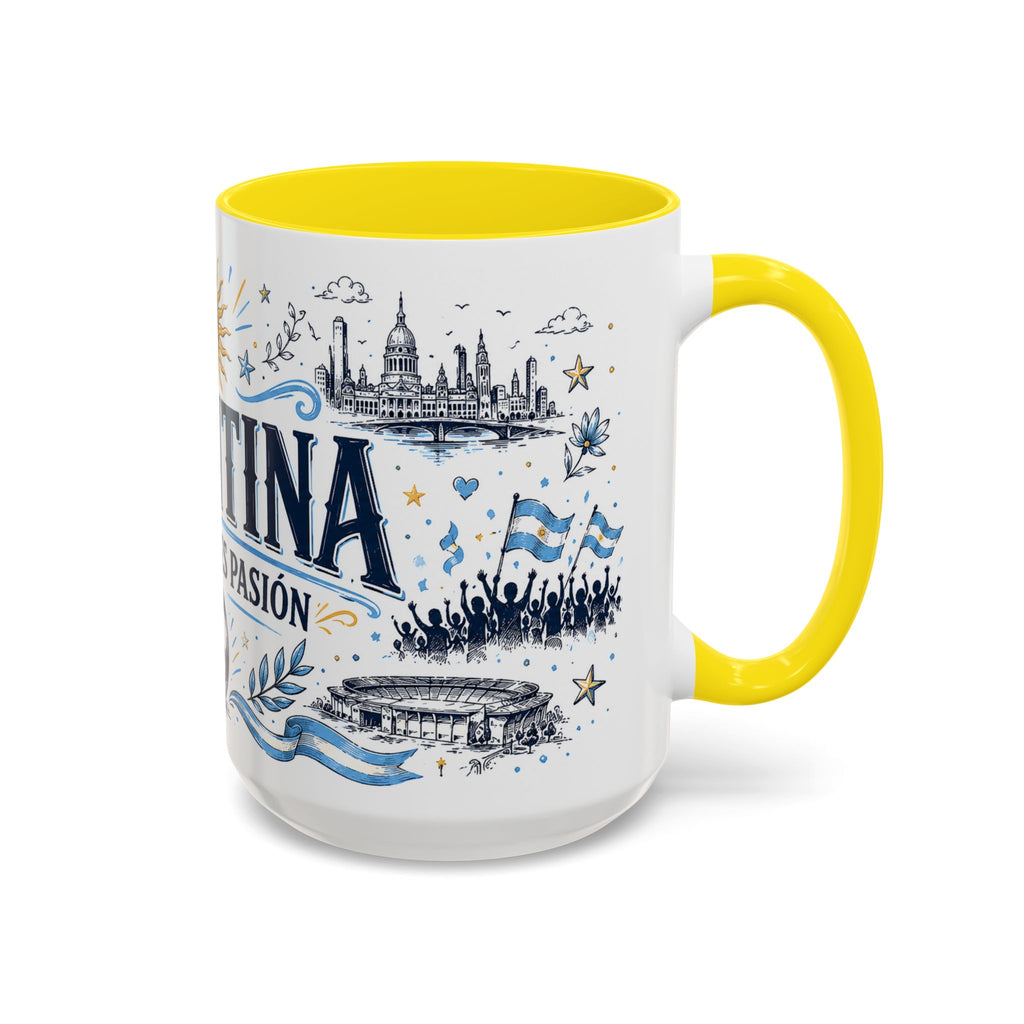 Argentina Soccer Coffee Mug | Soccer Fan Gift | Accent Color Ceramic 11oz 15oz Match Day Cup