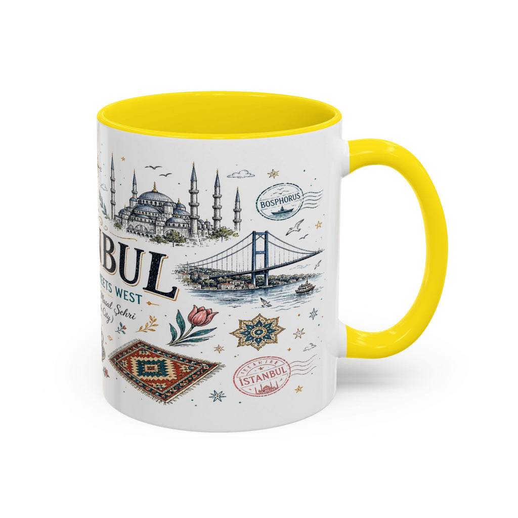 Istanbul Coffee Mug | Turkey Souvenir Travel Gift | Accent Color Ceramic 11oz 15oz