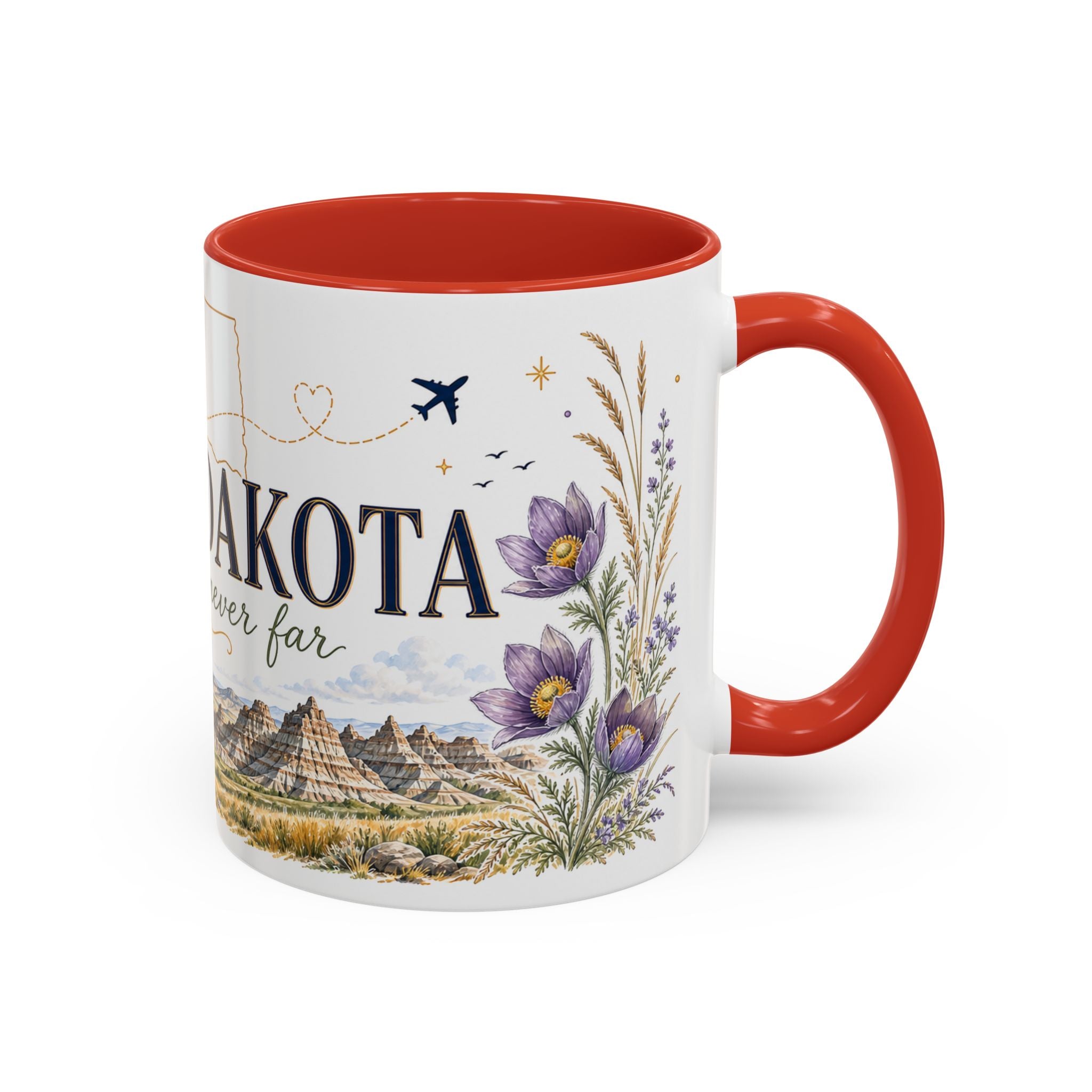 South Dakota State Map Mug | Botanical Accents, Homesick Gift (11oz or 15oz)