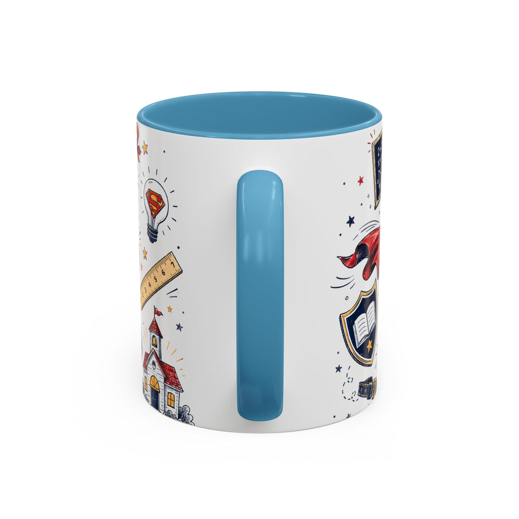 Super Teacher Coffee Mug | All Heroes Wear Capes Teacher Gift | Accent Color Ceramic 11oz 15oz
