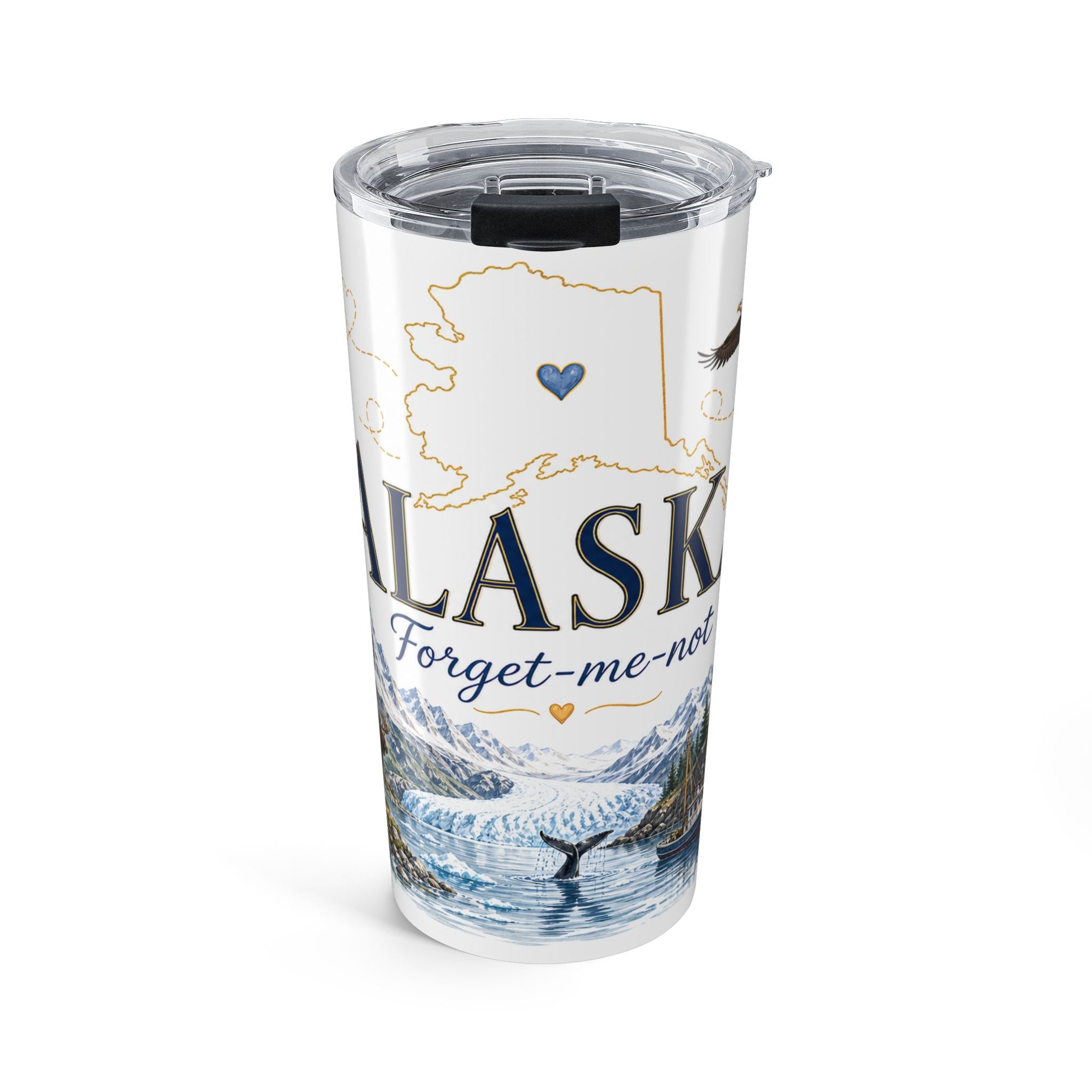 Alaska State Flower 20oz Tumbler | Forget-me-not Botanical State Flower Gift | Insulated Stainless Steel Travel Cup