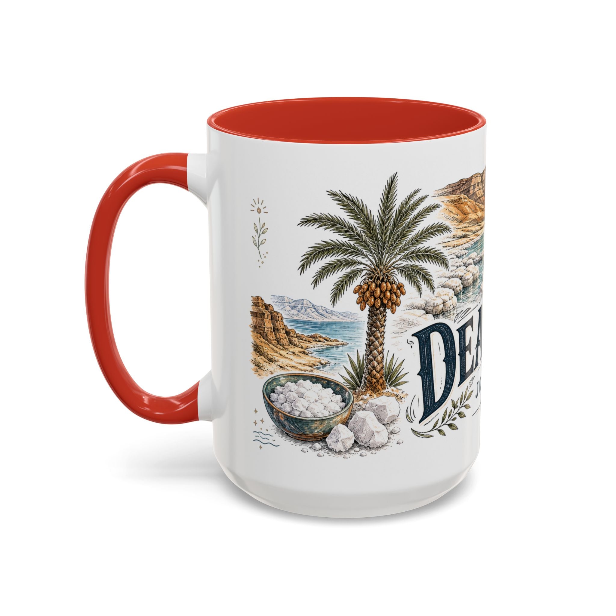Dead Sea Mug, Jordan Travel Souvenir, Bucket List Gift, Accent Ceramic Coffee Mug 11oz 15oz