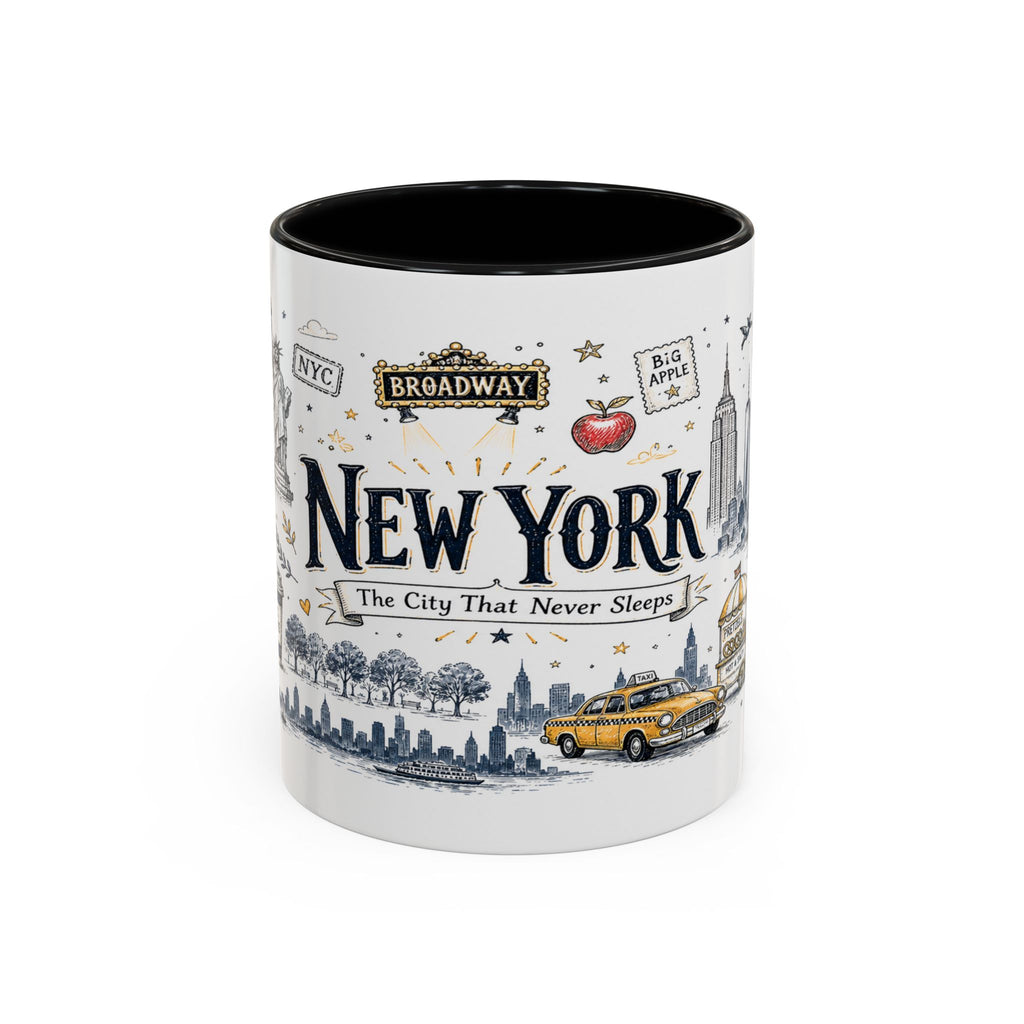 New York City Coffee Mug | New York Souvenir Travel Gift | Accent Color Ceramic 11oz 15oz