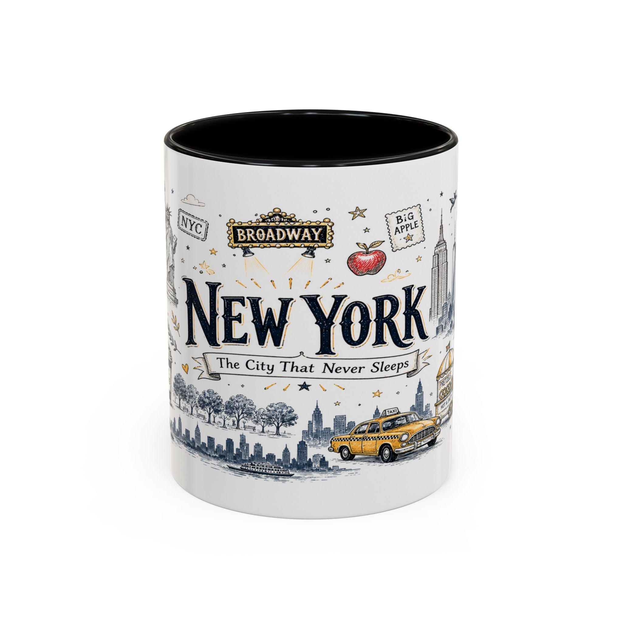 New York City Coffee Mug | New York Souvenir Travel Gift | Accent Color Ceramic 11oz 15oz