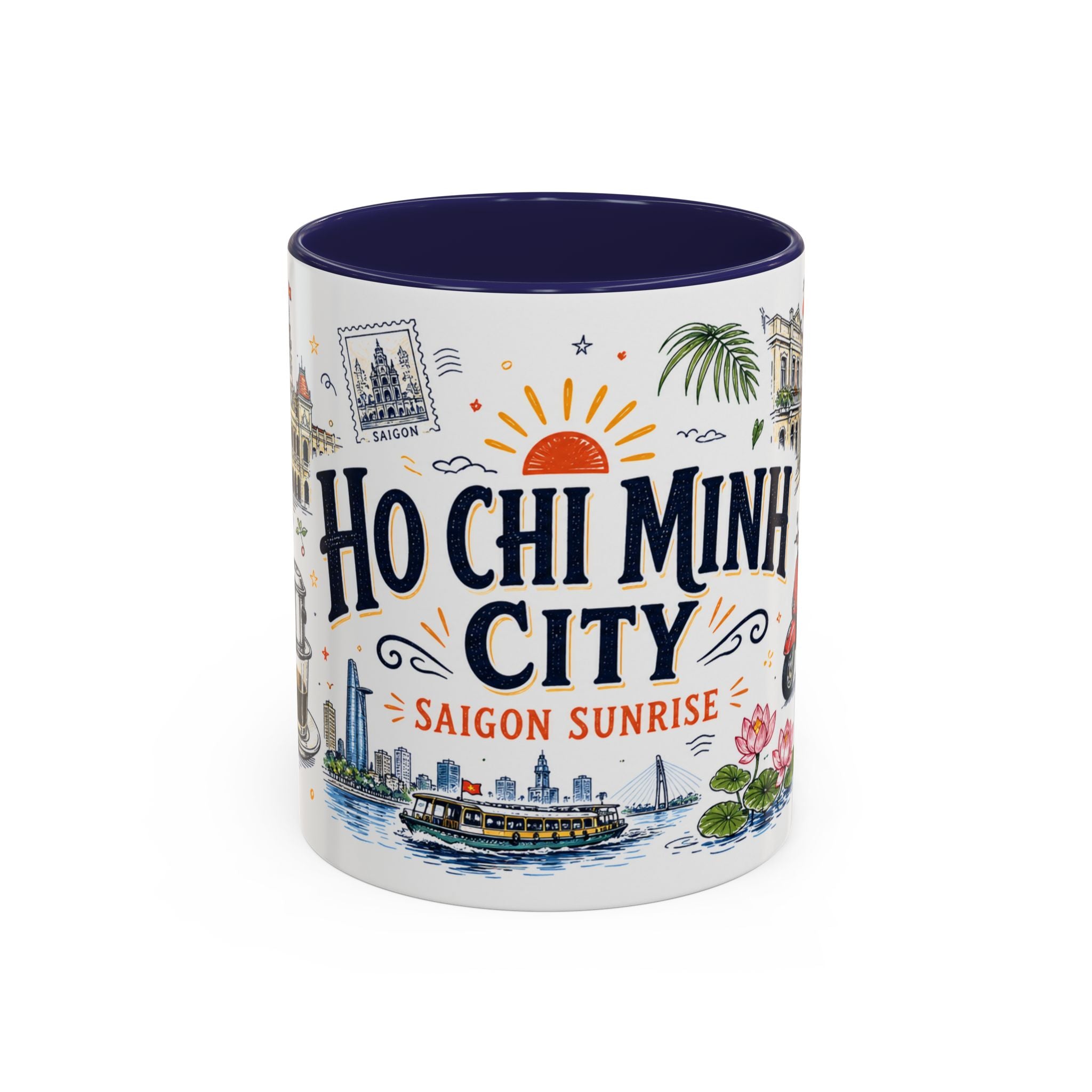 Ho Chi Minh City Coffee Mug | Vietnam Souvenir Travel Gift | Accent Color Ceramic 11oz 15oz