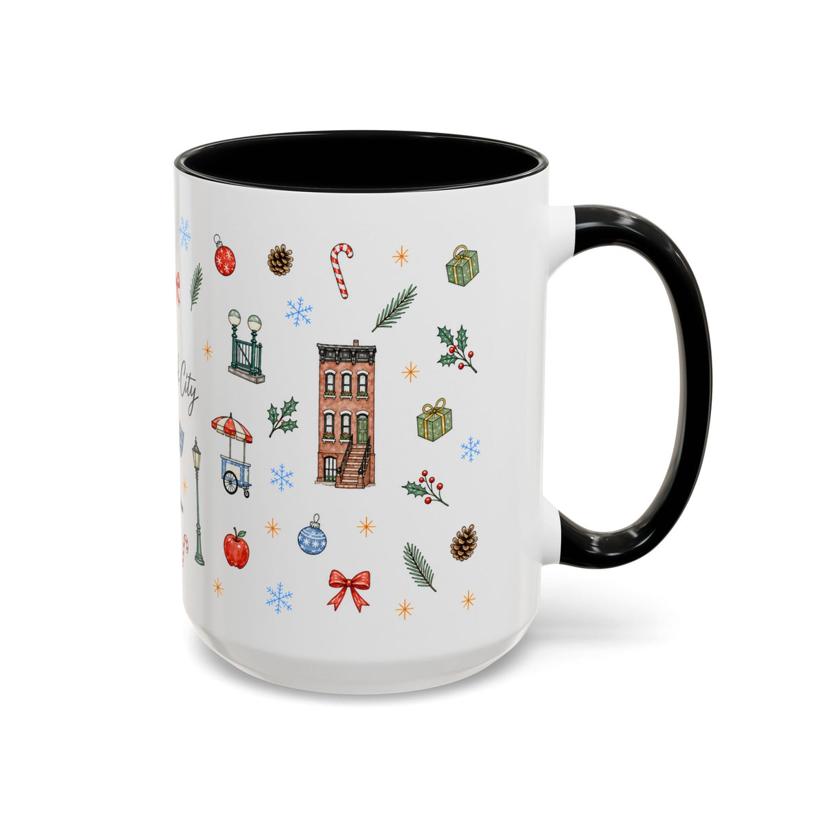 New York City Christmas Mug | Watercolor City Souvenir | Ceramic Coffee Cup