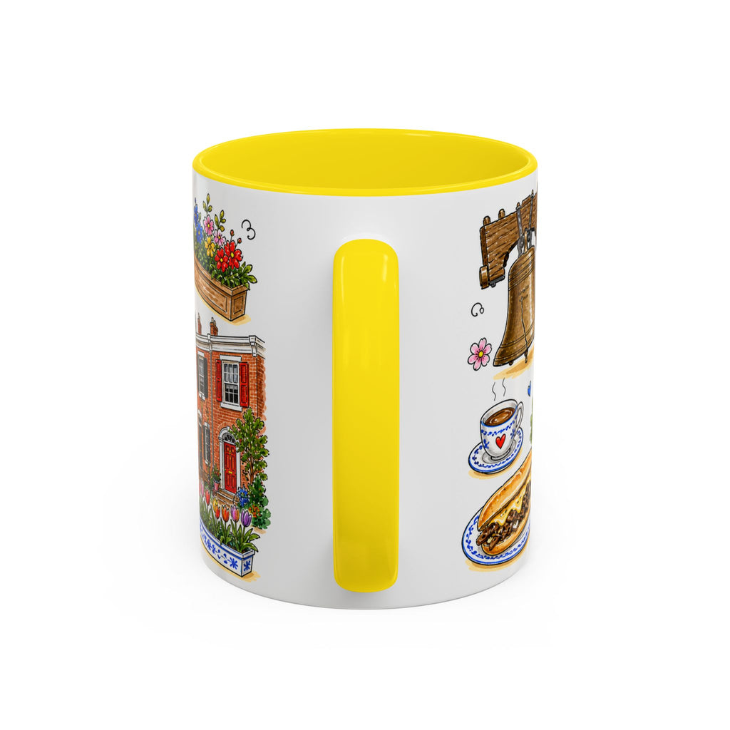 Philadelphia Illustrated Travel Mug | City Souvenir Accent Coffee Mug | 11oz 15oz Ceramic Cup