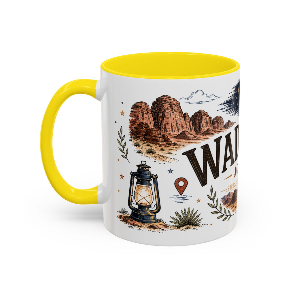 Wadi Rum Coffee Mug | Travel Destination Souvenir Gift | Accent Color Ceramic 11oz 15oz