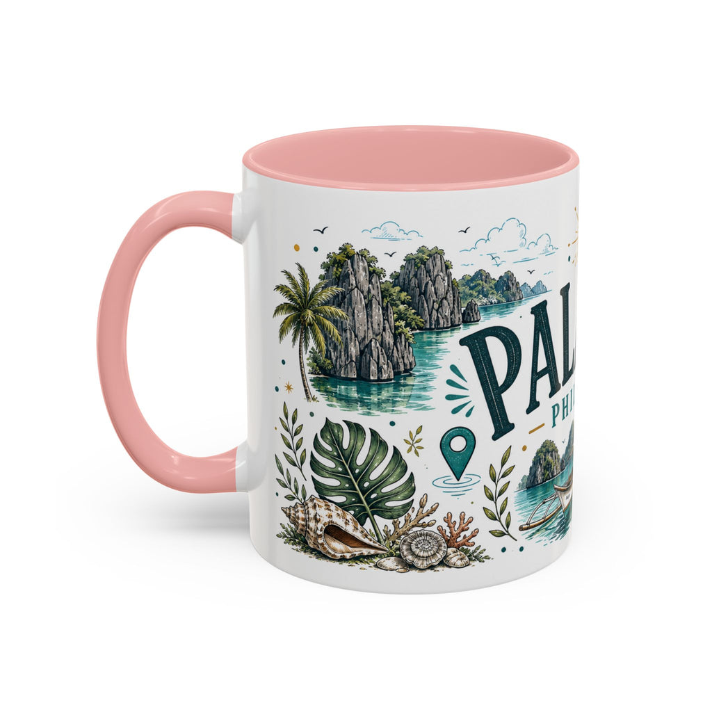 Palawan Coffee Mug | Travel Destination Souvenir Gift | Accent Color Ceramic 11oz 15oz
