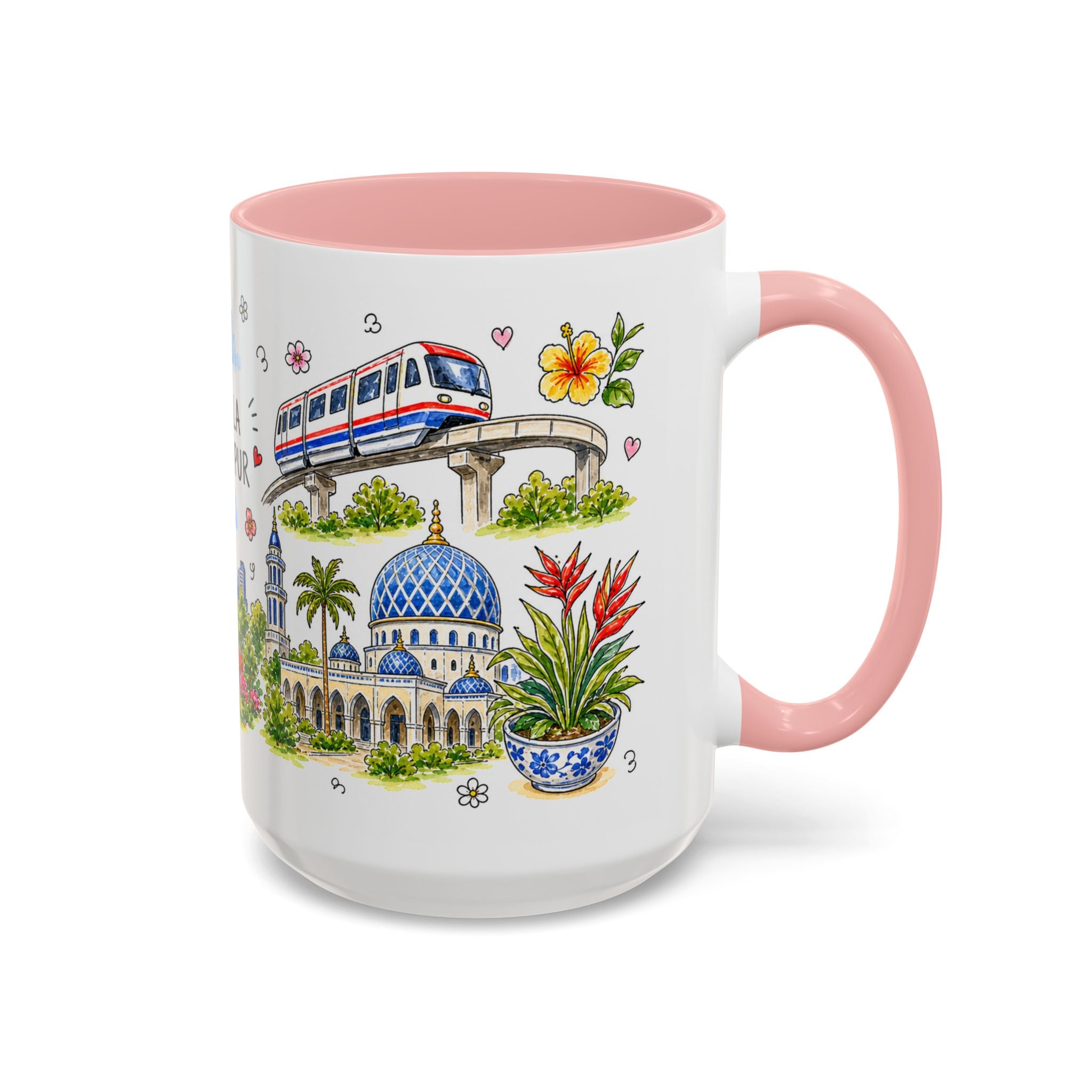 Kuala Lumpur Illustrated Travel Mug | City Souvenir Accent Coffee Mug | 11oz 15oz Ceramic Cup