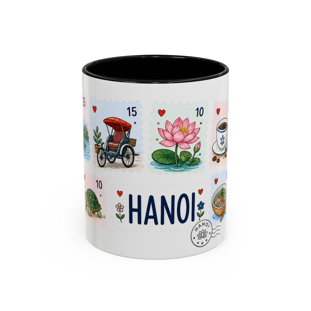 Hanoi Coffee Mug | Postage Stamp Collage Mug | Travel Souvenir Accent Cup 11oz 15oz