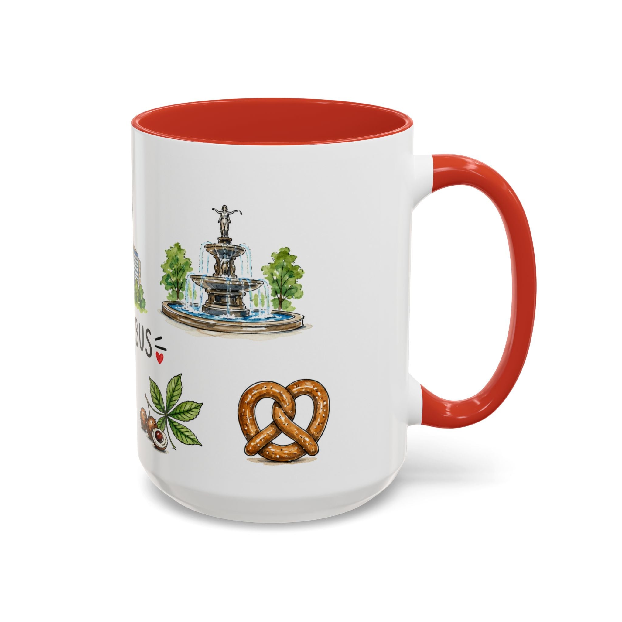 Columbus Illustrated Travel Mug | City Souvenir Accent Coffee Mug | 11oz 15oz Ceramic Cup