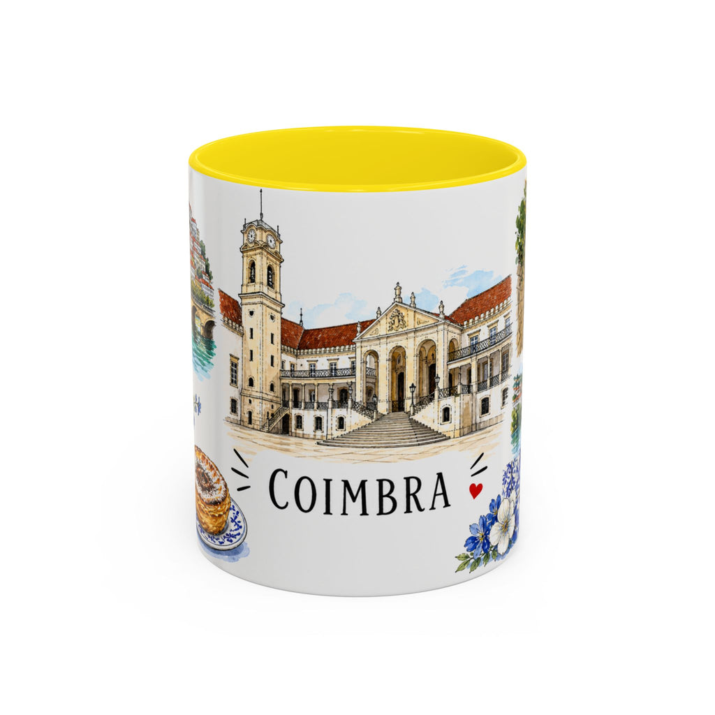 Coimbra Illustrated Travel Mug | City Souvenir Accent Coffee Mug | 11oz 15oz Ceramic Cup