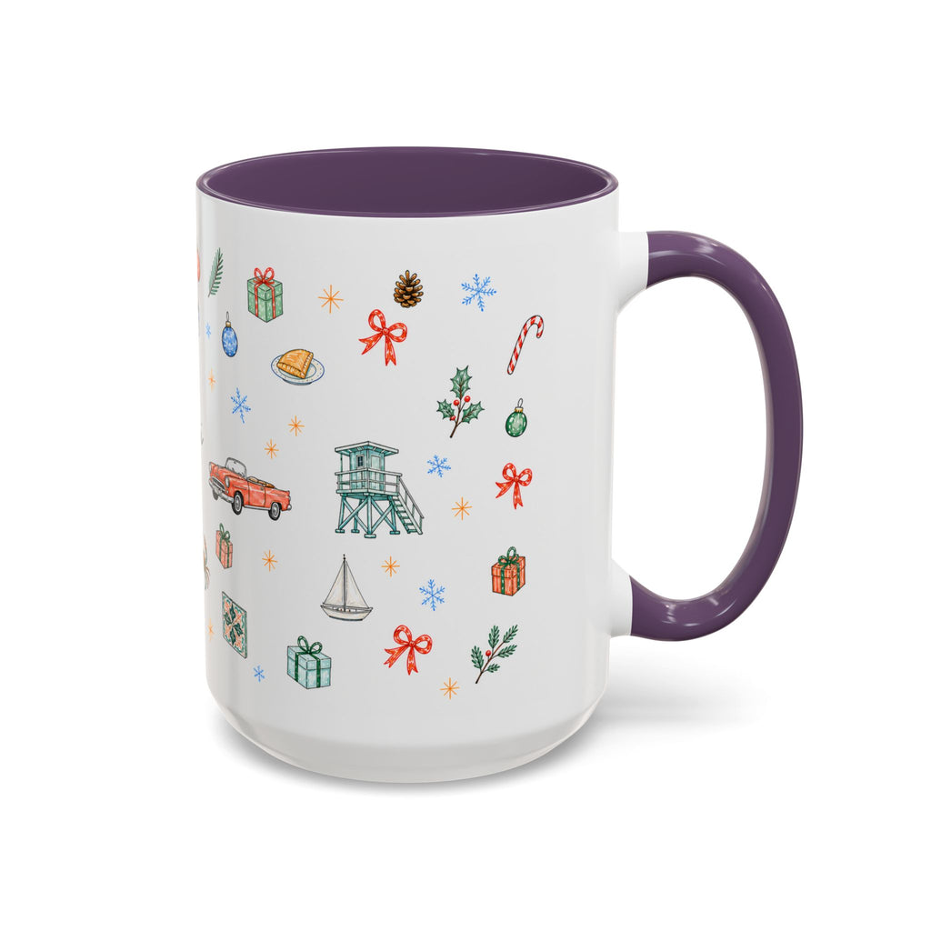 Miami Christmas Mug | Watercolor Art Deco City Souvenir (11oz/15oz)