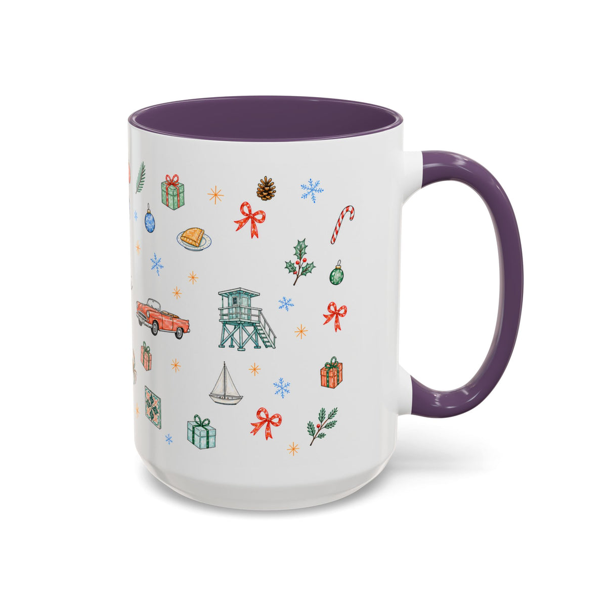 Miami Christmas Mug | Watercolor Art Deco City Souvenir (11oz/15oz)