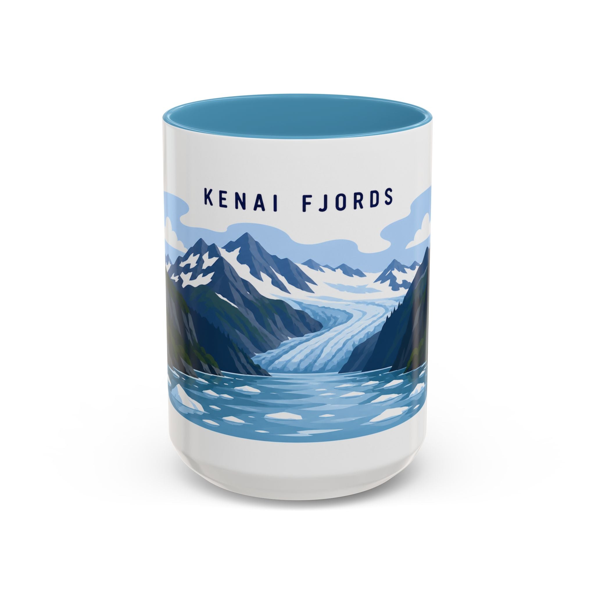 Kenai Fjords National Park Coffee Mug | Solid Color Block Park Souvenir | 11oz 15oz Accent Mug