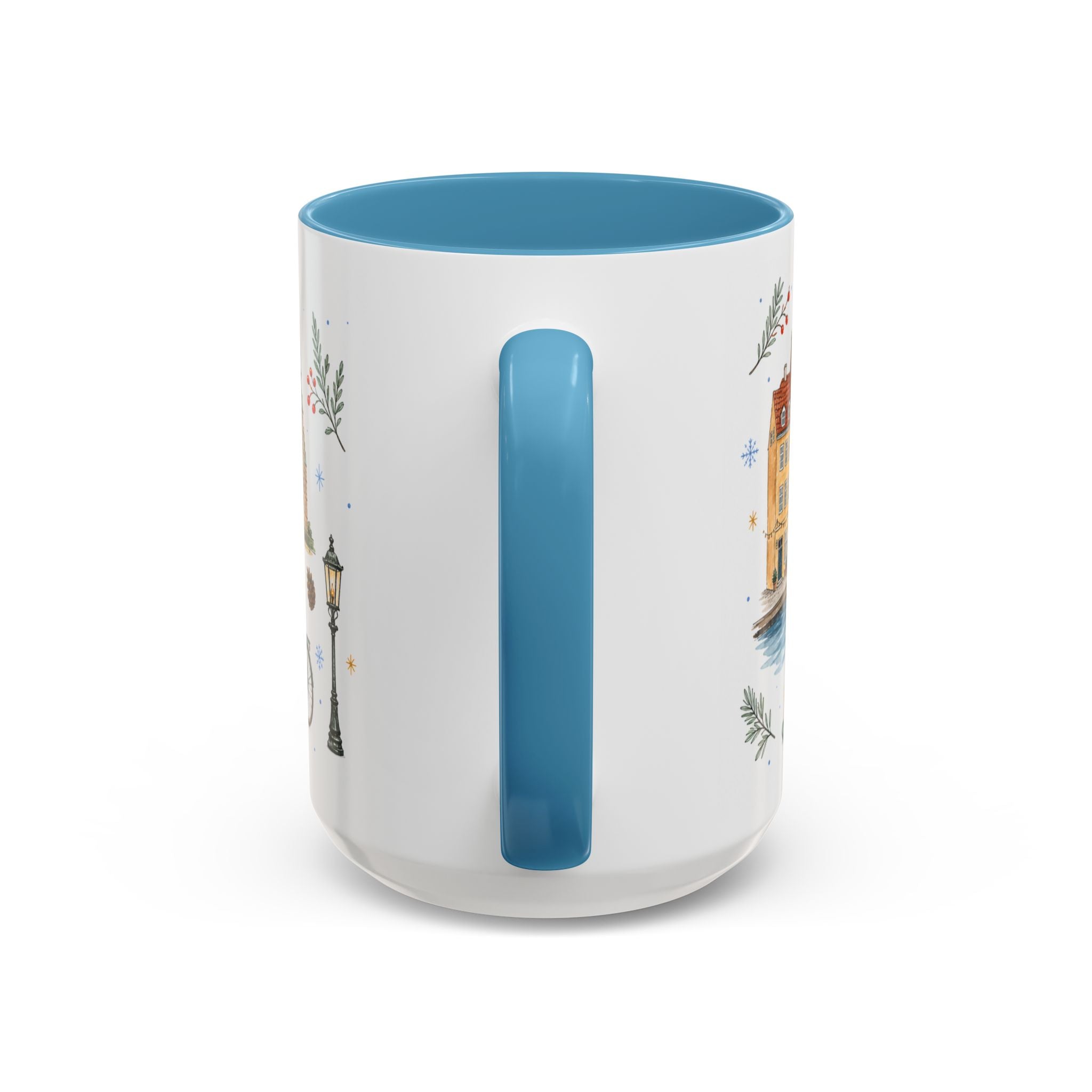Copenhagen Christmas Mug | Watercolor Travel Souvenir | Holiday Gift | Accent Ceramic Coffee Cup 11oz 15oz