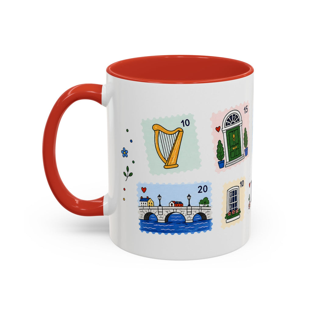 Dublin Coffee Mug | Postage Stamp Collage Mug | Travel Souvenir Accent Cup 11oz 15oz