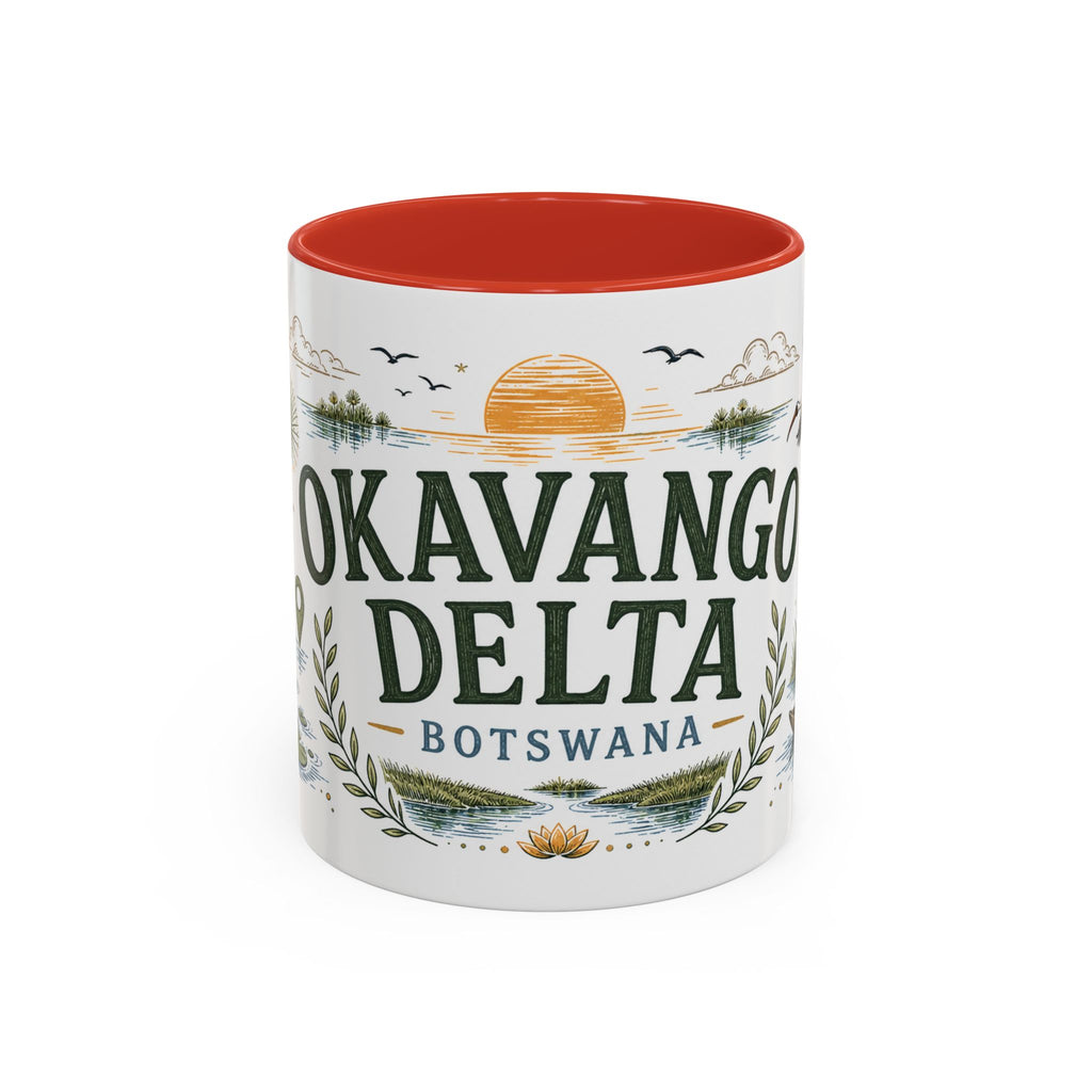 Okavango Delta Coffee Mug | Travel Destination Souvenir Gift | Accent Color Ceramic 11oz 15oz