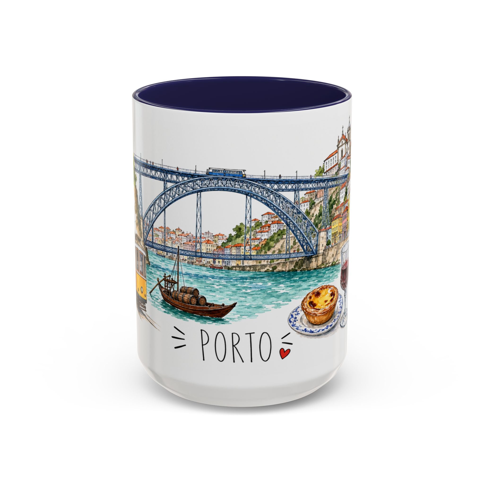 Porto Illustrated Travel Mug | City Souvenir Accent Coffee Mug | 11oz 15oz Ceramic Cup