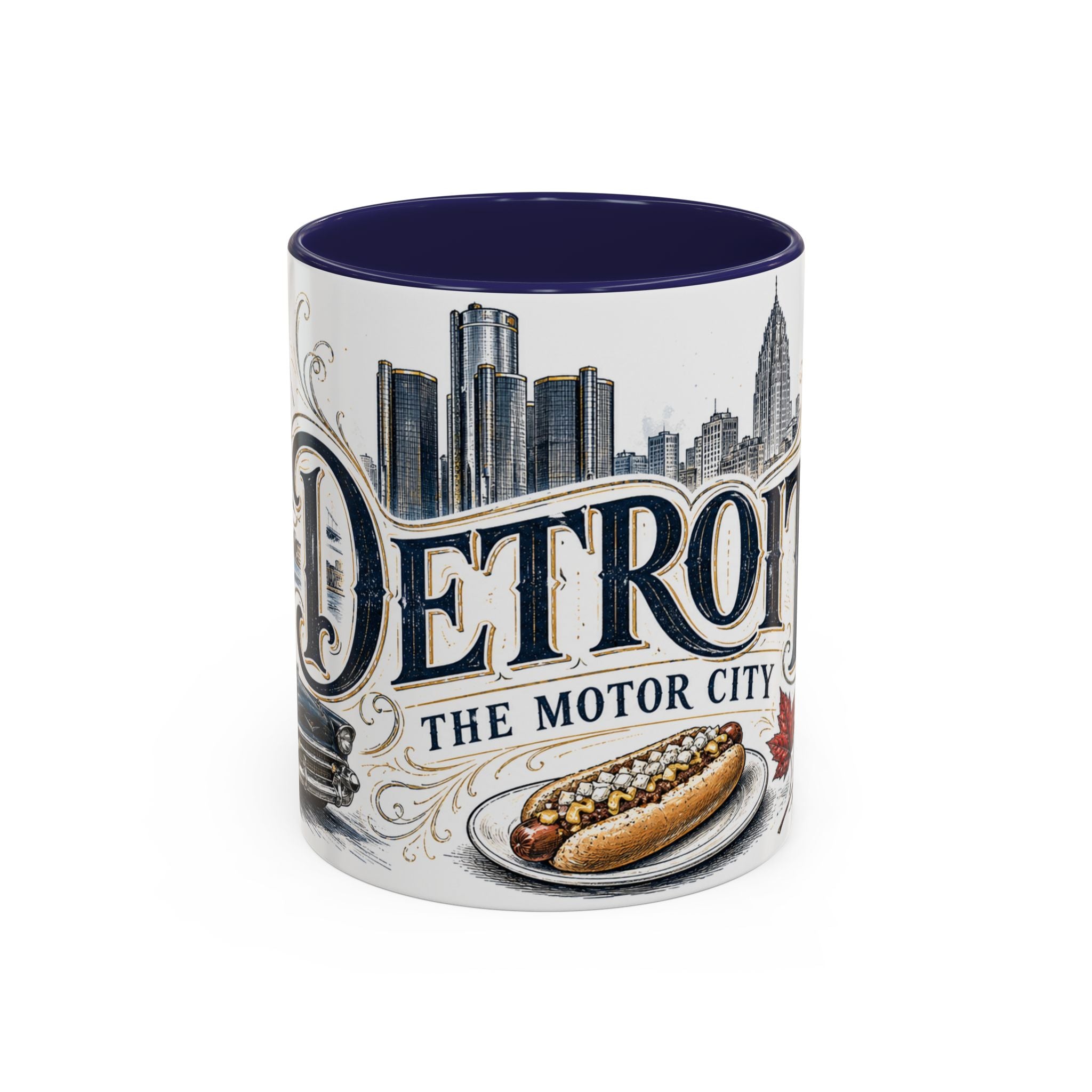Detroit Coffee Mug | United States Travel Souvenir | Vintage Illustrated City Gift | 11 oz 15 oz Accent Mug