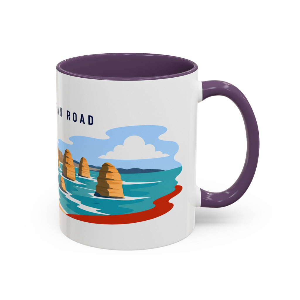 Great Ocean Road Coffee Mug | Travel Destination Souvenir Gift | Accent Color Ceramic 11oz 15oz