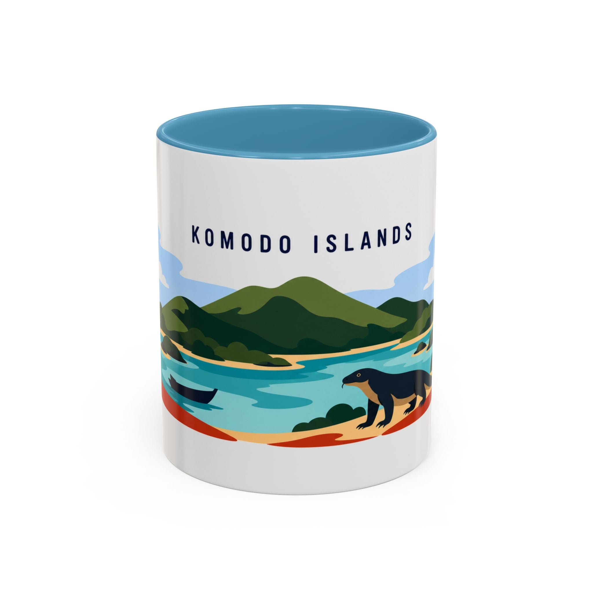 Komodo Islands Coffee Mug | Travel Destination Souvenir Gift | Accent Color Ceramic 11oz 15oz