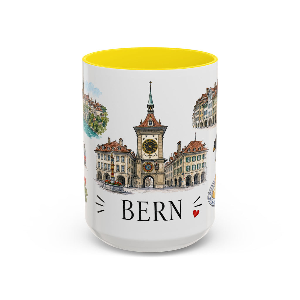 Bern Illustrated Travel Mug | City Souvenir Accent Coffee Mug | 11oz 15oz Ceramic Cup