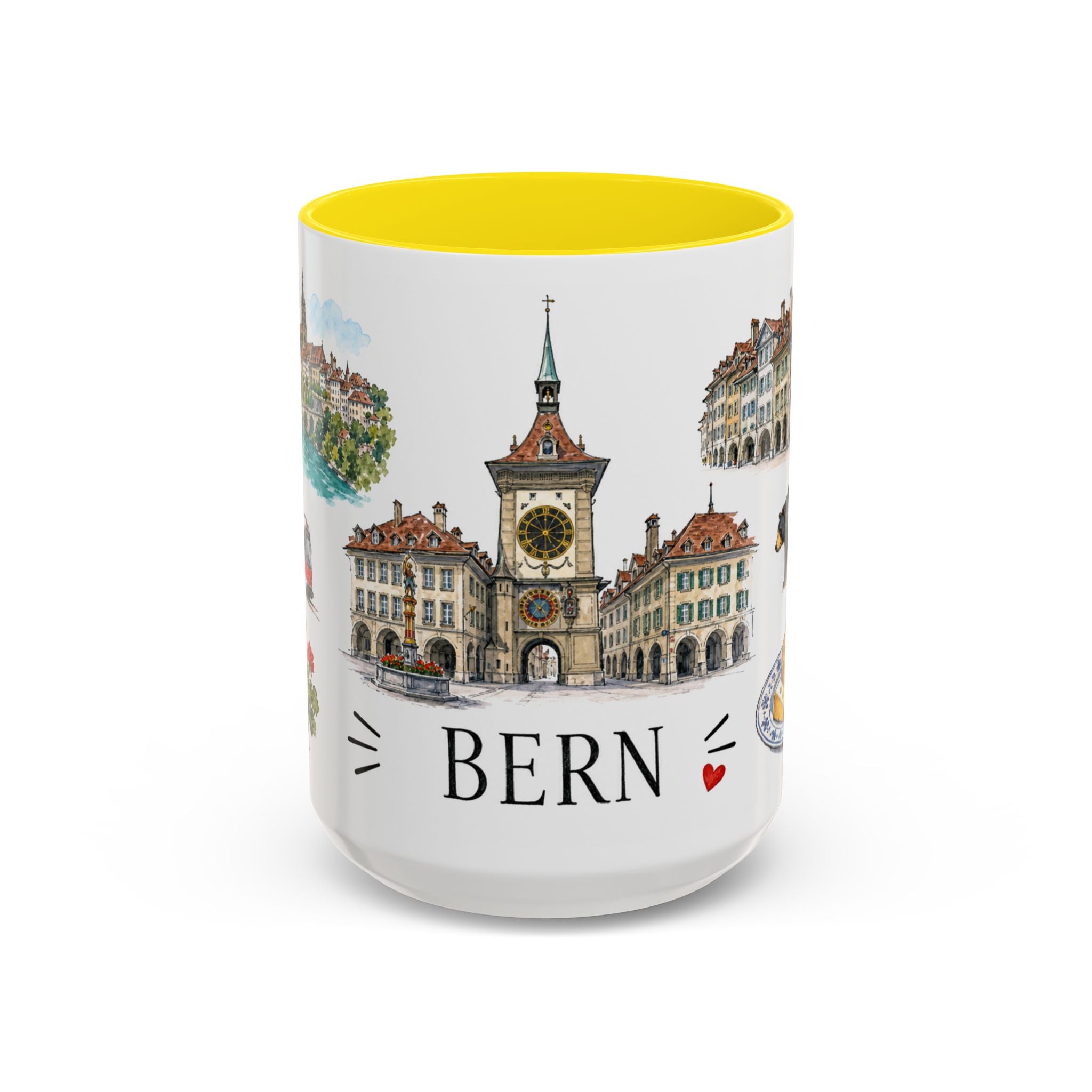 Bern Illustrated Travel Mug | City Souvenir Accent Coffee Mug | 11oz 15oz Ceramic Cup