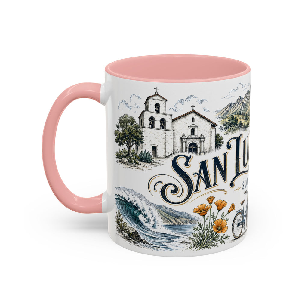 San Luis Obispo Coffee Mug | United States Travel Souvenir | Vintage Illustrated City Gift | 11 oz 15 oz Accent Mug