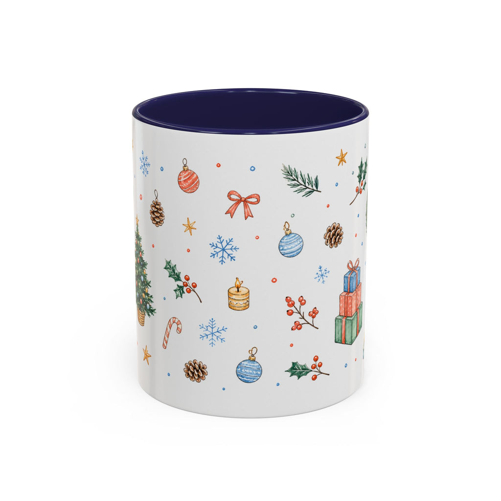 Christmas Mug | Watercolor Tree Gifts Wreath Holiday Cup | Accent Coffee Mug 11oz 15oz