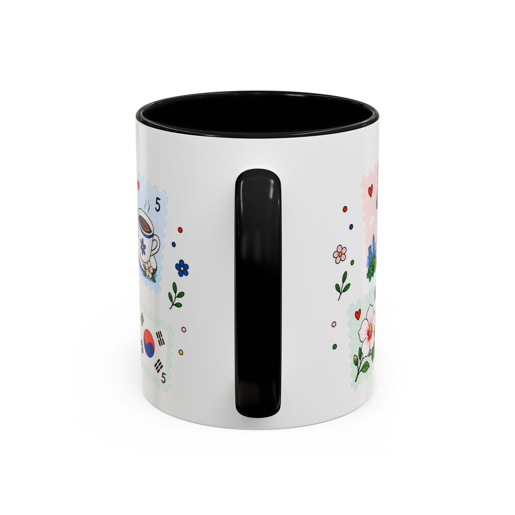 Seoul Coffee Mug | Postage Stamp Collage Mug | Travel Souvenir Accent Cup 11oz 15oz