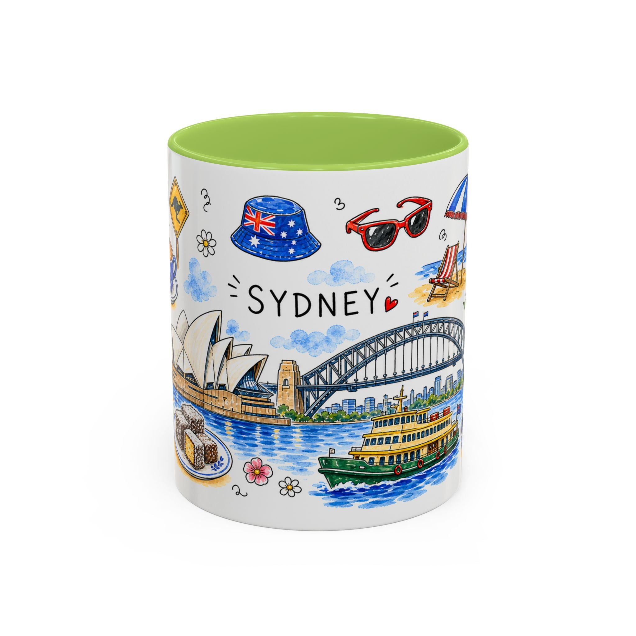 Sydney Illustrated Travel Mug | City Souvenir Accent Coffee Mug | 11oz 15oz Ceramic Cup