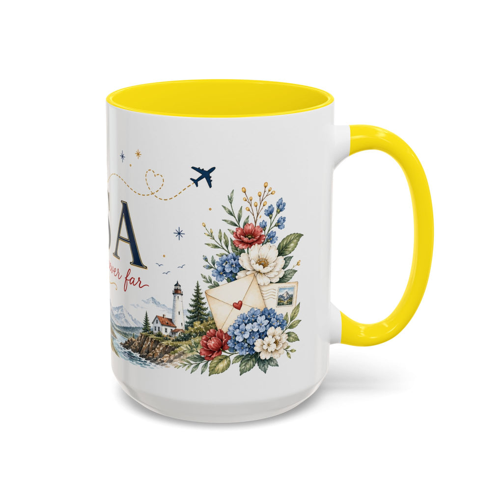 USA Home Country Mug | Moving Away Gift | Long Distance Friendship | 11 oz 15 oz Accent Mug