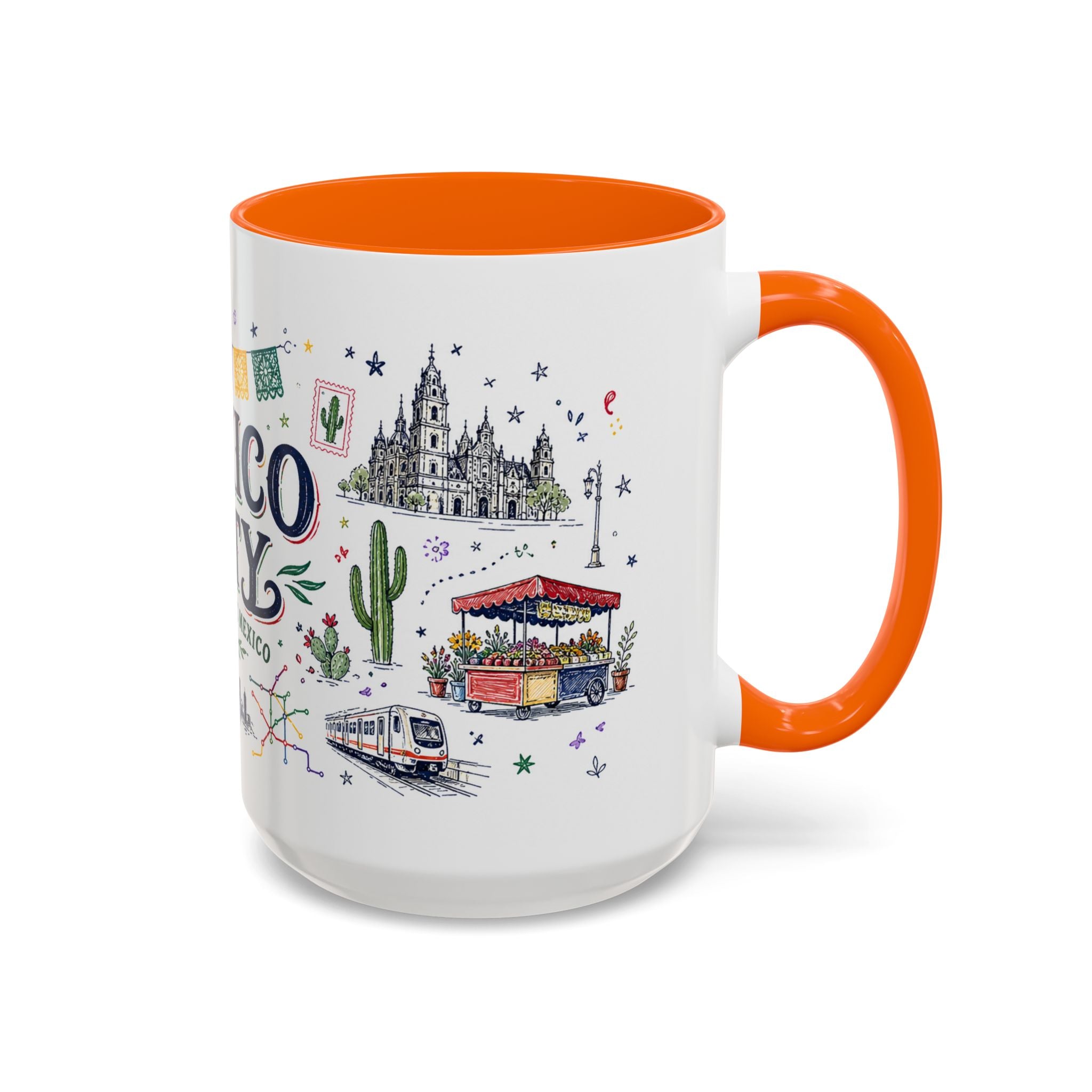 Mexico City Coffee Mug | Mexico Souvenir Travel Gift | Accent Color Ceramic 11oz 15oz