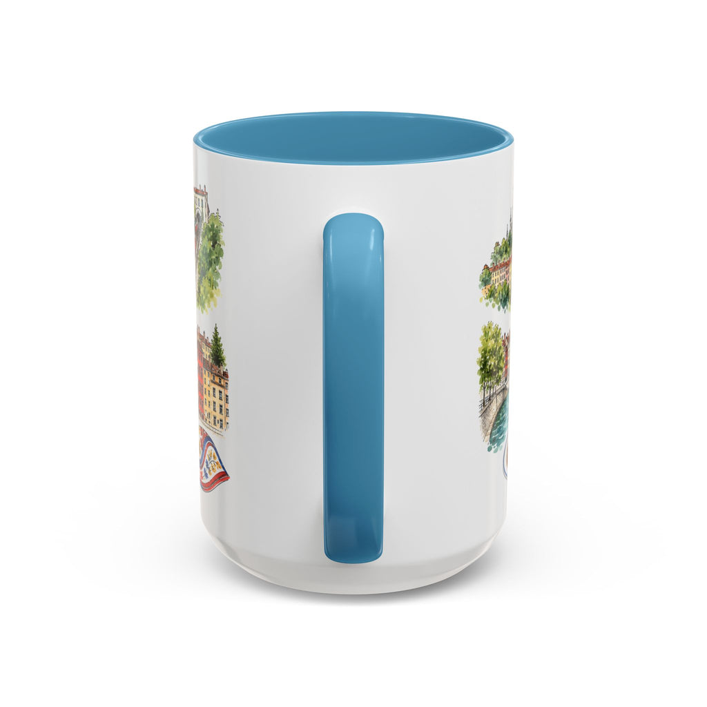 Lyon Illustrated Travel Mug | City Souvenir Accent Coffee Mug | 11oz 15oz Ceramic Cup