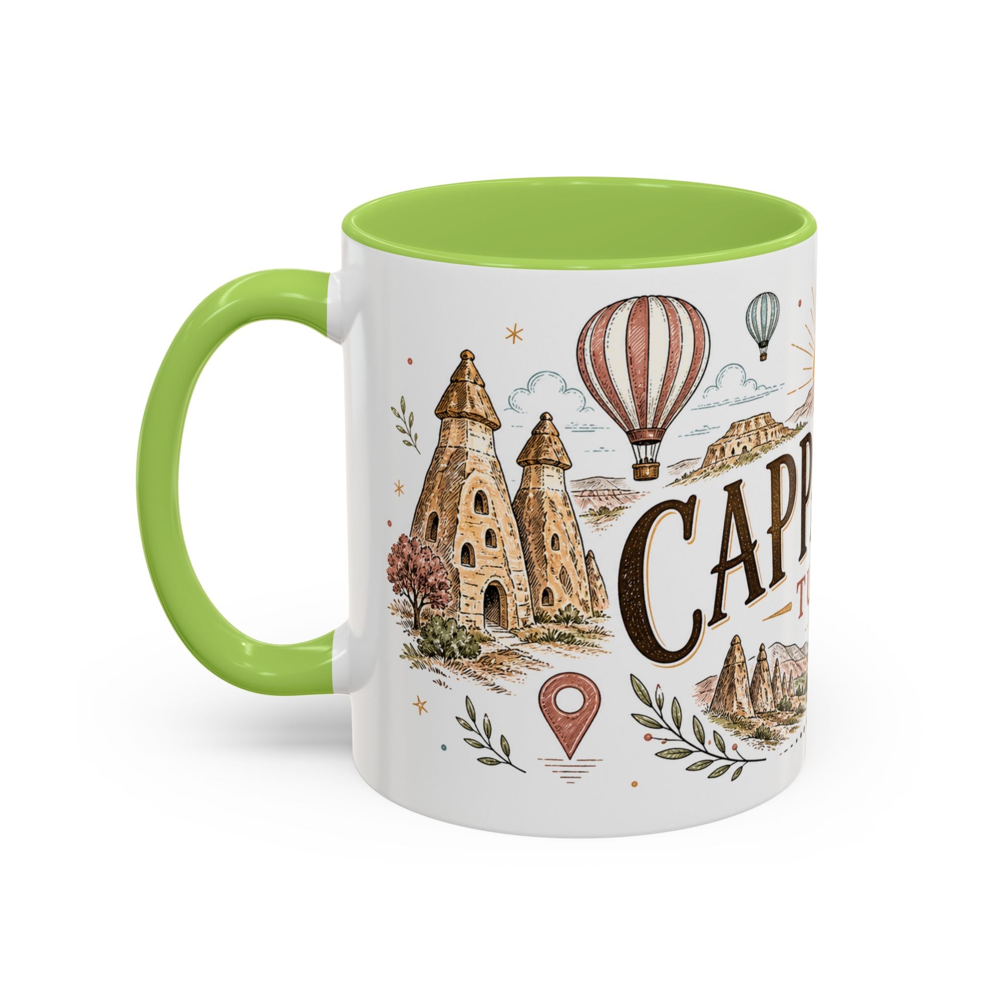 Cappadocia Coffee Mug | Travel Destination Souvenir Gift | Accent Color Ceramic 11oz 15oz