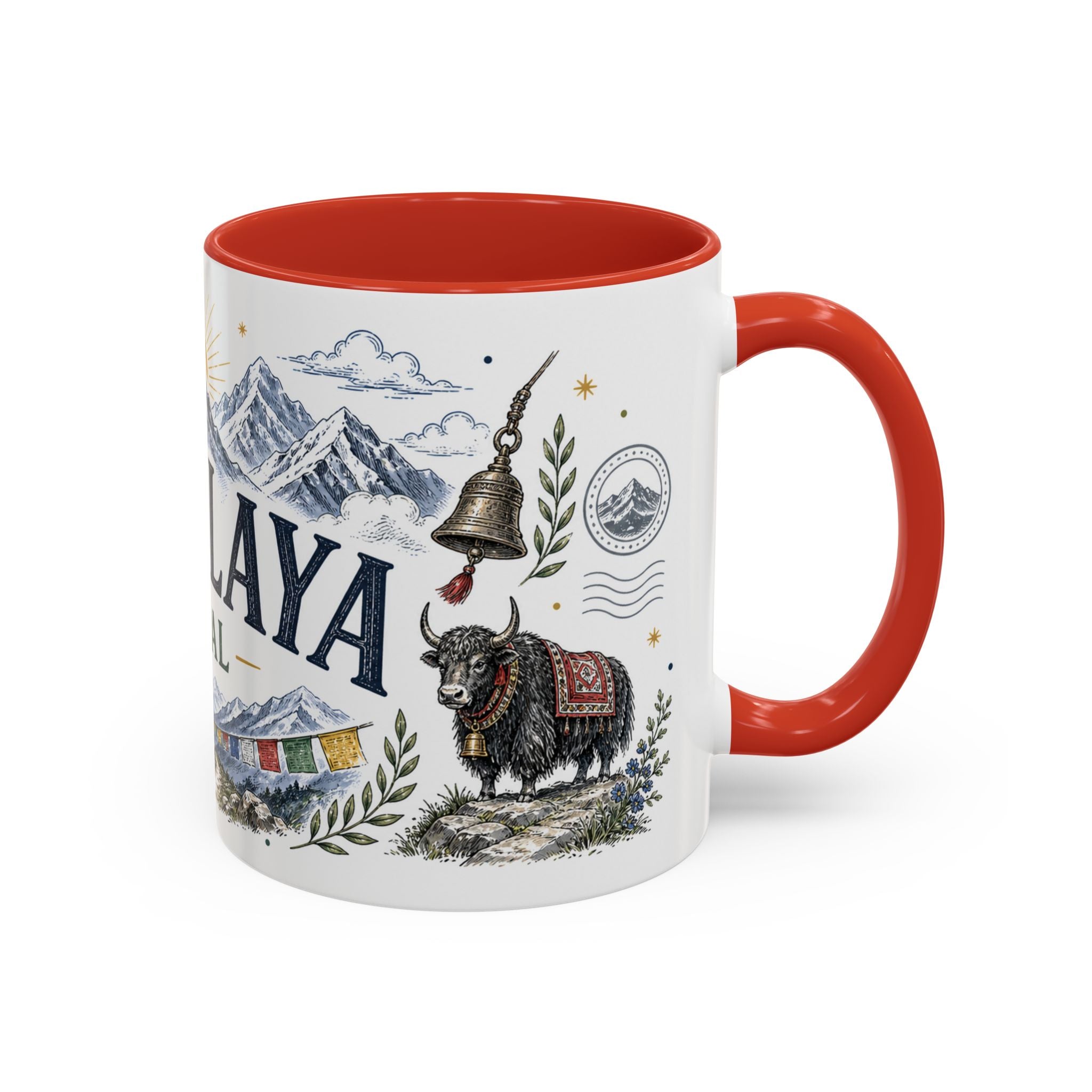 Himalaya Coffee Mug | Travel Destination Souvenir Gift | Accent Color Ceramic 11oz 15oz