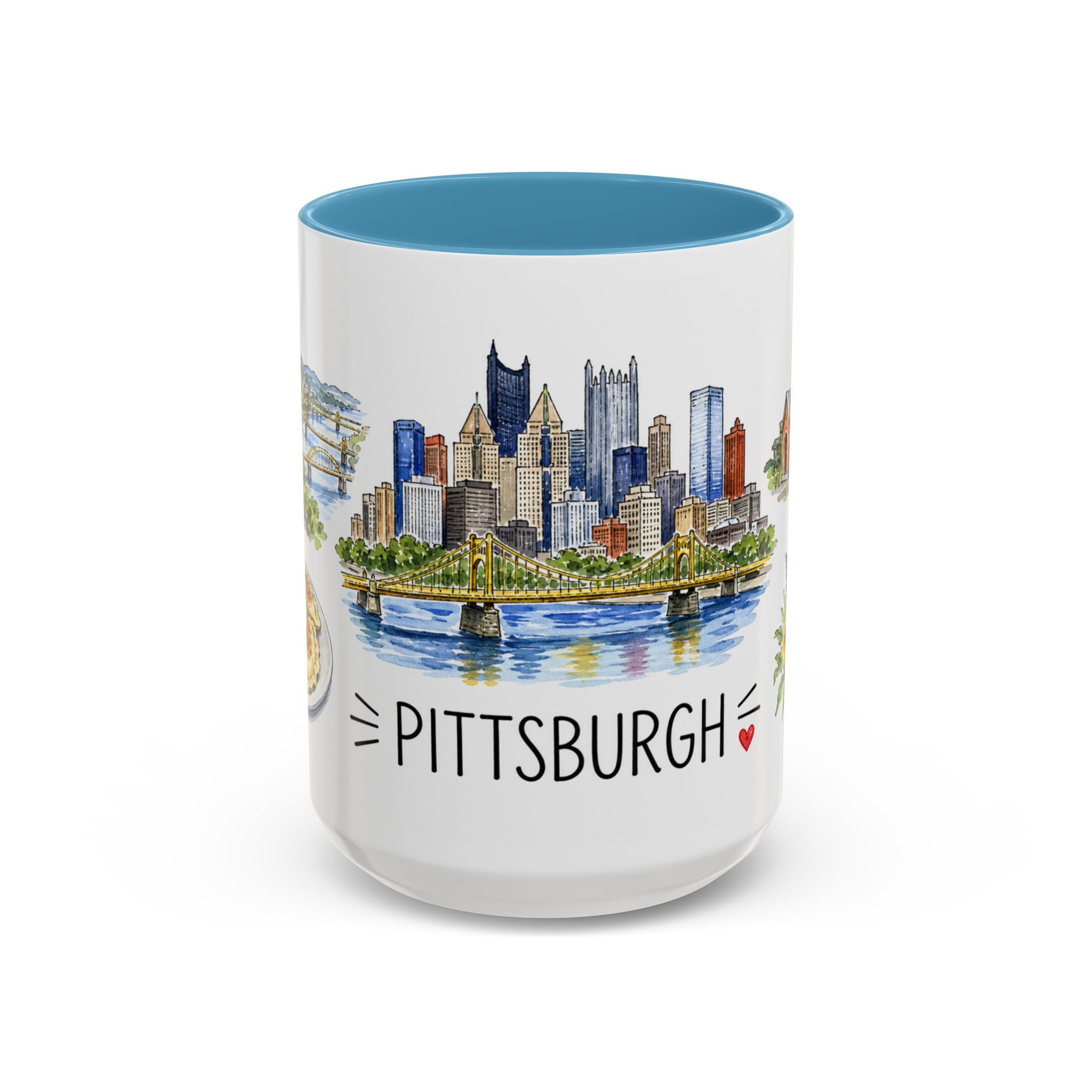 Pittsburgh Illustrated Travel Mug | City Souvenir Accent Coffee Mug | 11oz 15oz Ceramic Cup