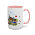 Zermatt Illustrated Travel Mug | Switzerland Souvenir Accent Coffee Mug | 11oz 15oz Ceramic Cup