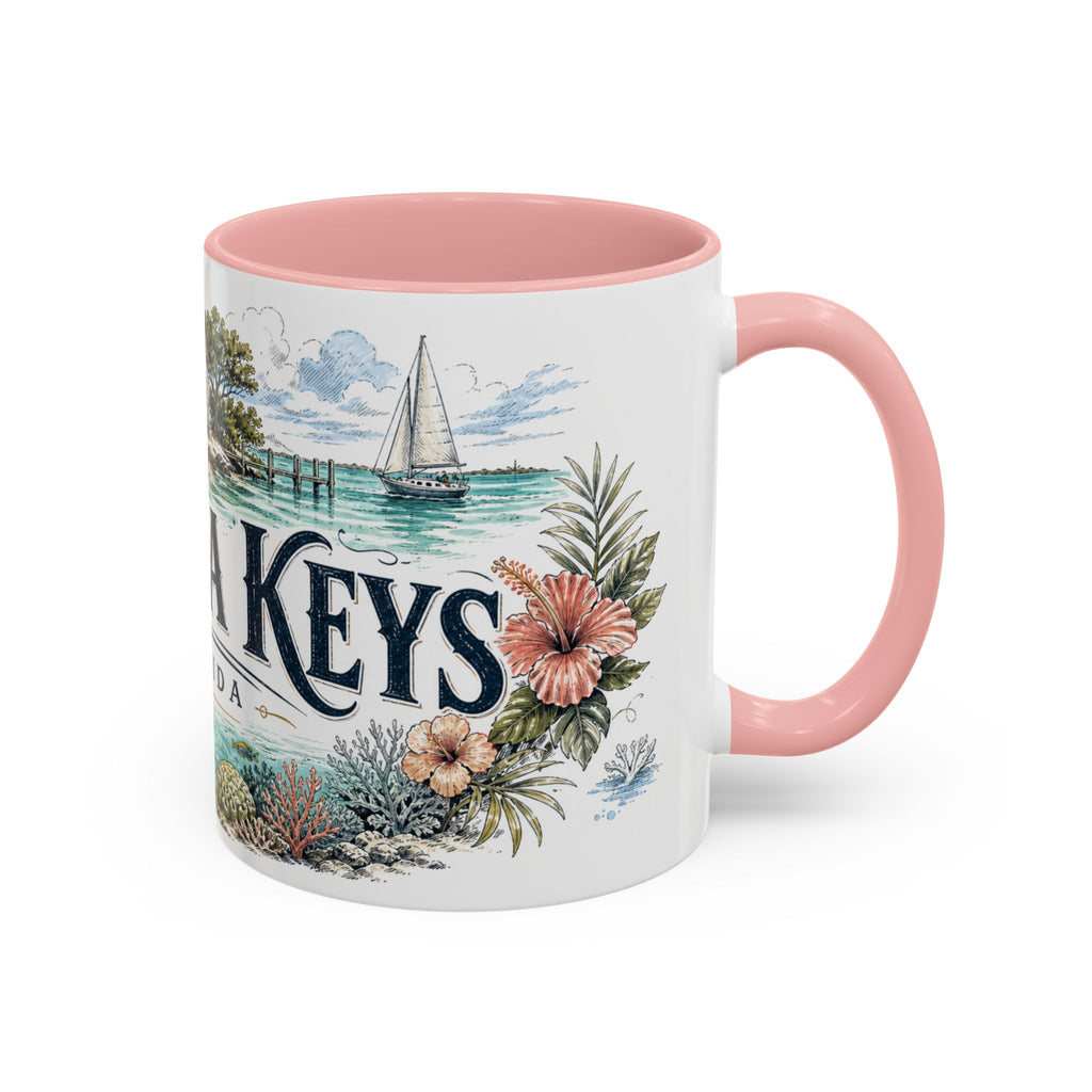 Florida Keys Mug, Florida Travel Souvenir, Bucket List Gift, Accent Ceramic Coffee Mug 11oz 15oz