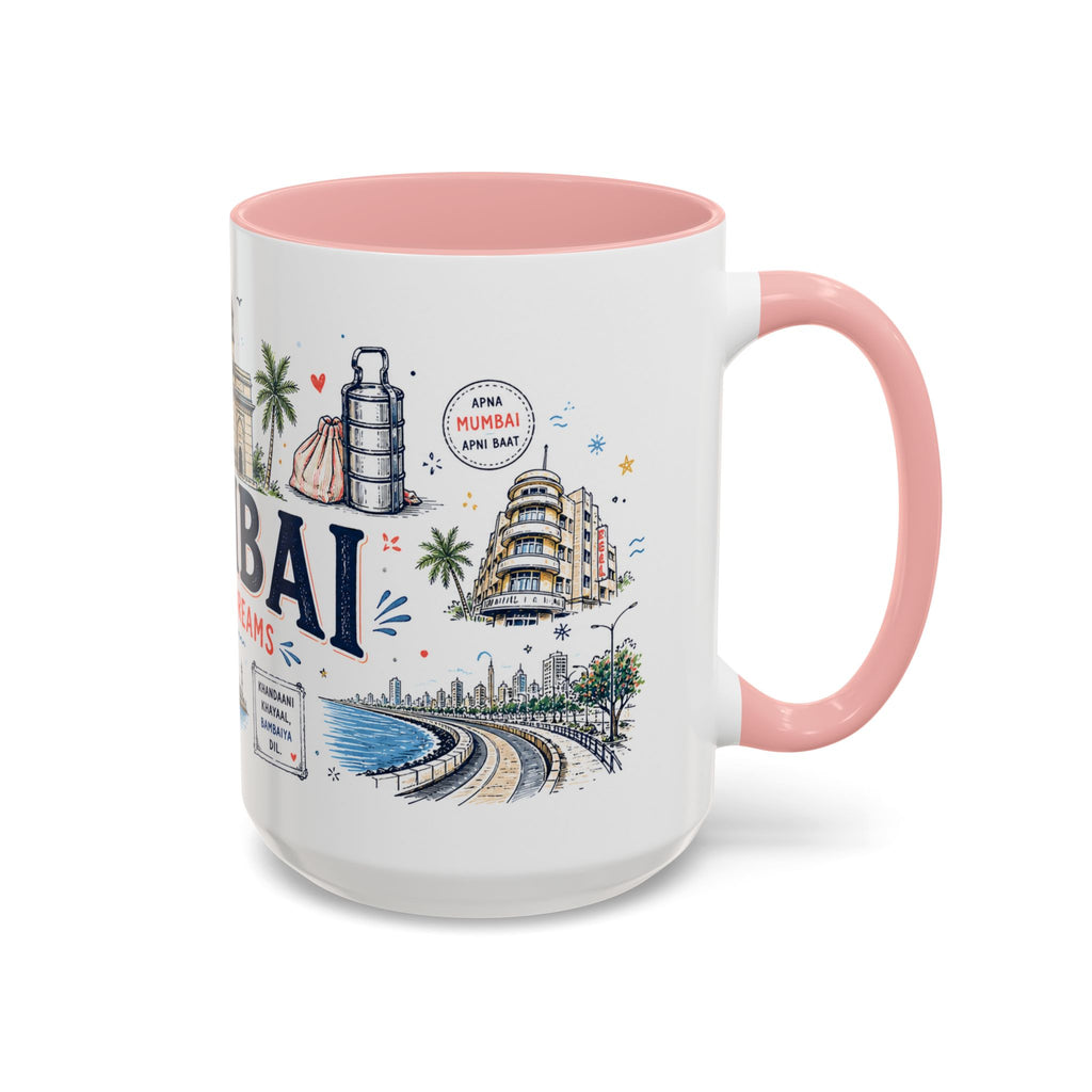 Mumbai Coffee Mug | India Souvenir Travel Gift | Accent Color Ceramic 11oz 15oz