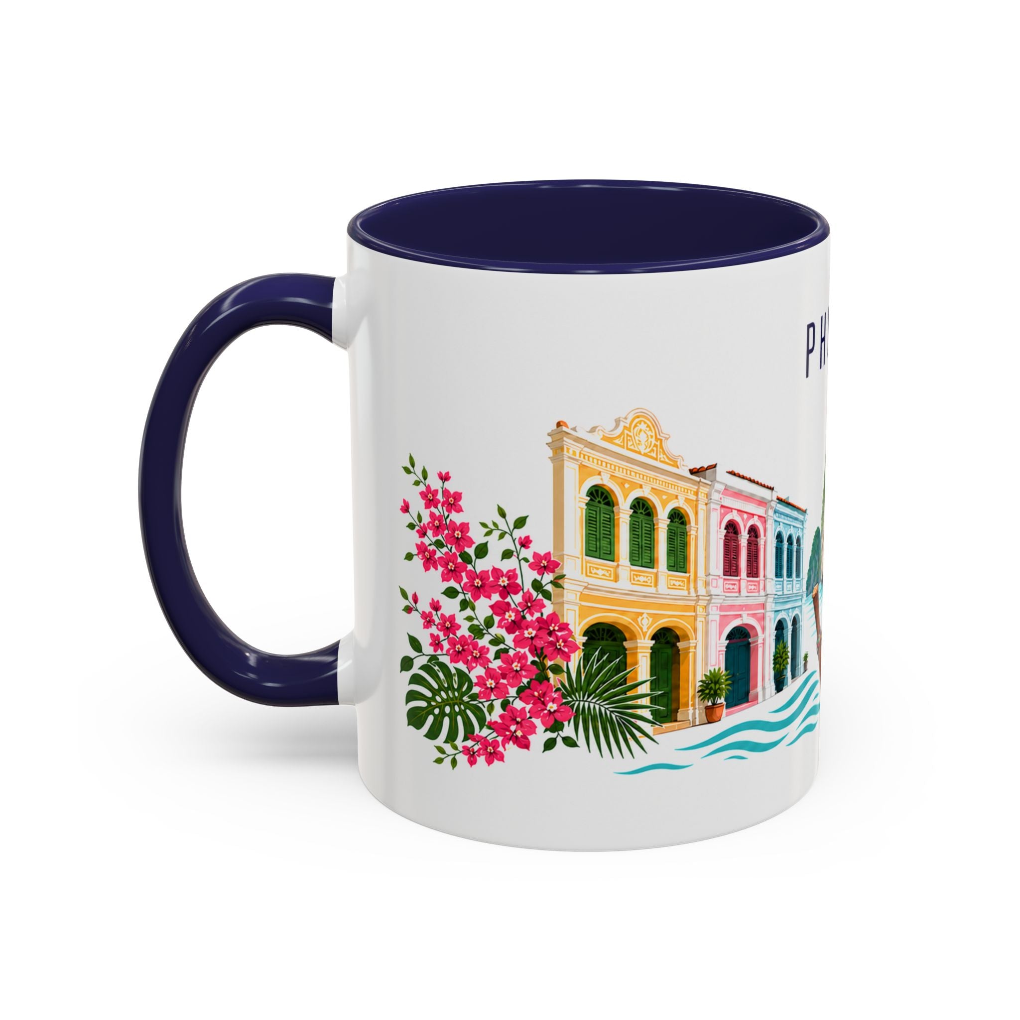 Phuket Coffee Mug | Thailand Travel Souvenir | Porcelain Decal City Gift | 11oz 15oz Accent Mug
