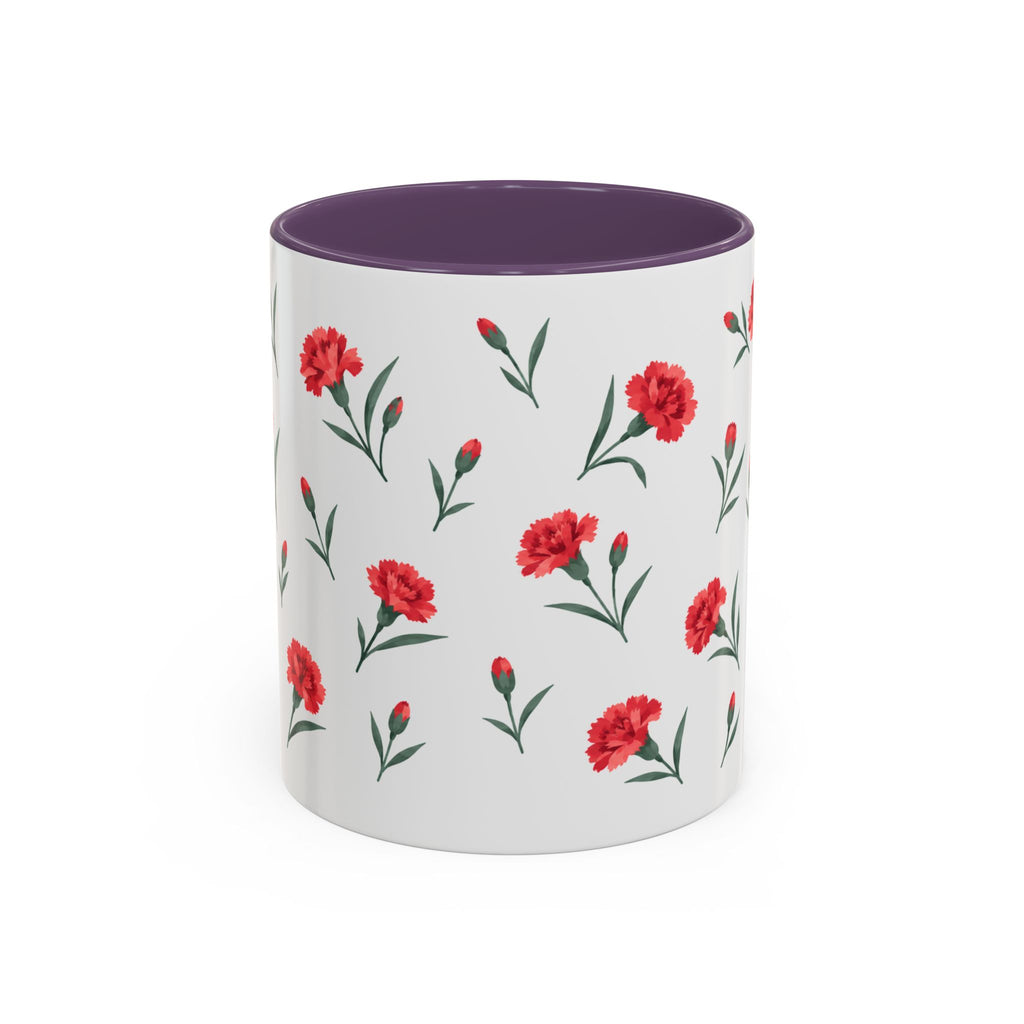 Ohio Scarlet Carnation Mug, State Flower Floral Coffee Cup, 11oz Botanical Gift