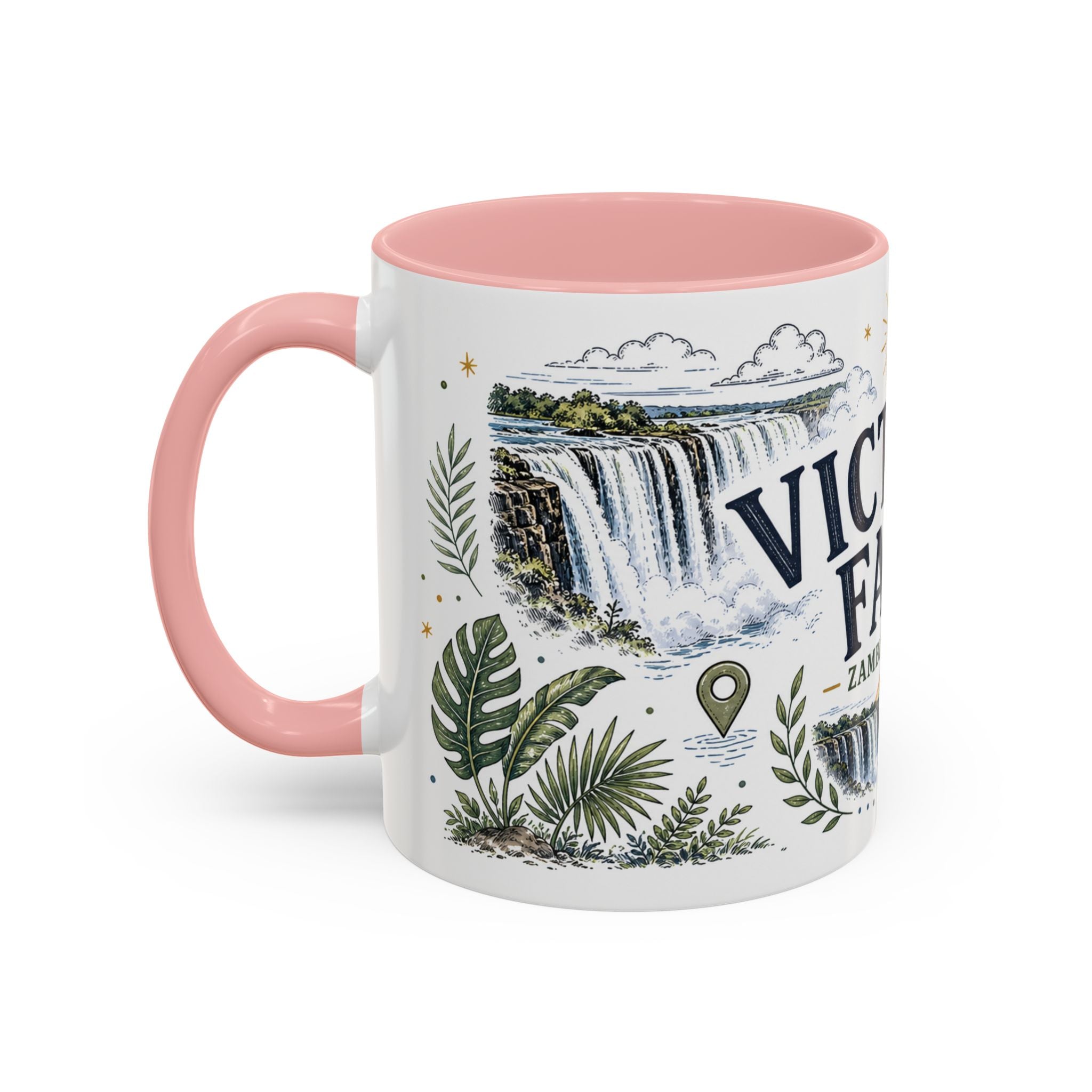 Victoria Falls Coffee Mug | Travel Destination Souvenir Gift | Accent Color Ceramic 11oz 15oz