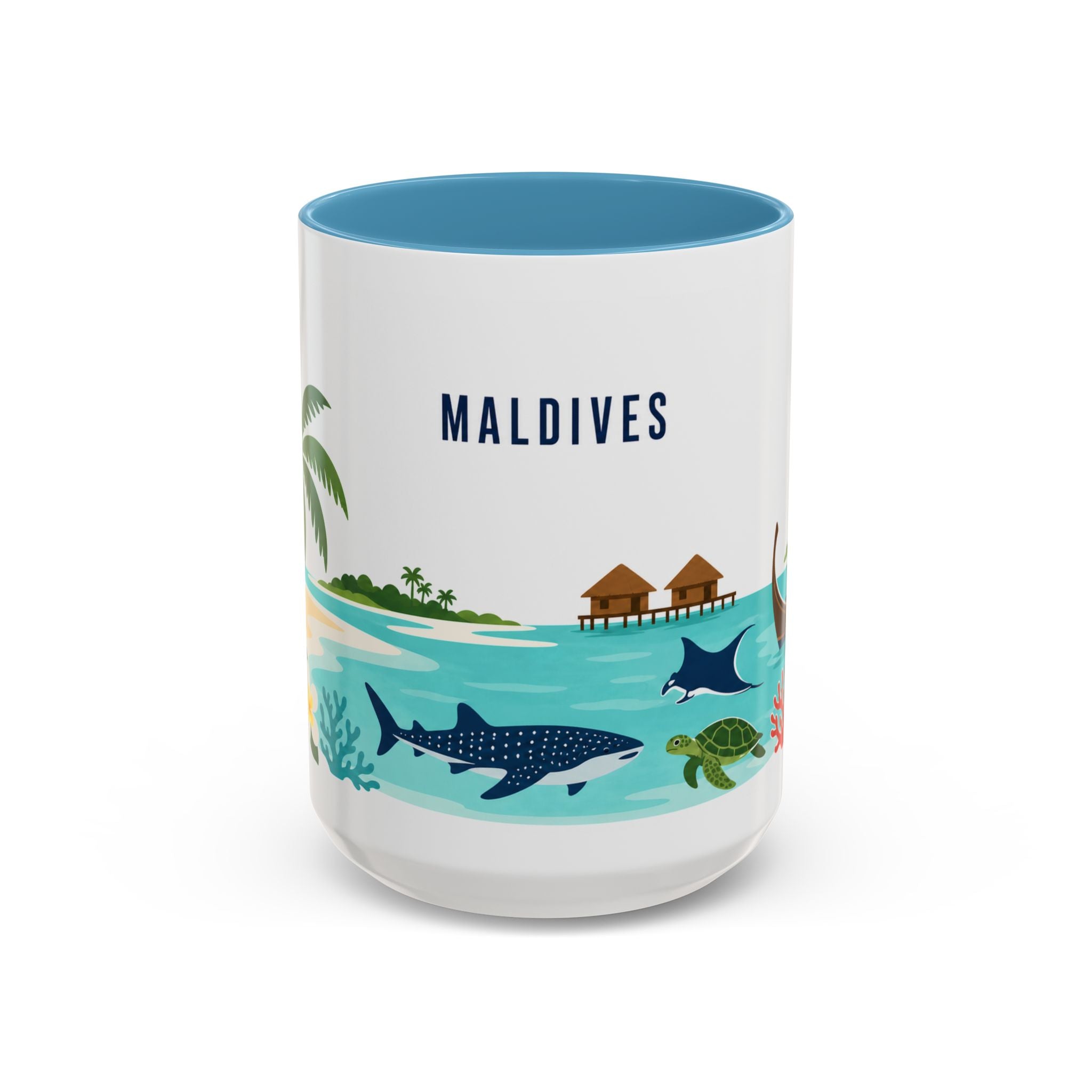 Maldives Coffee Mug | Travel Destination Souvenir Gift | Accent Color Ceramic 11oz 15oz