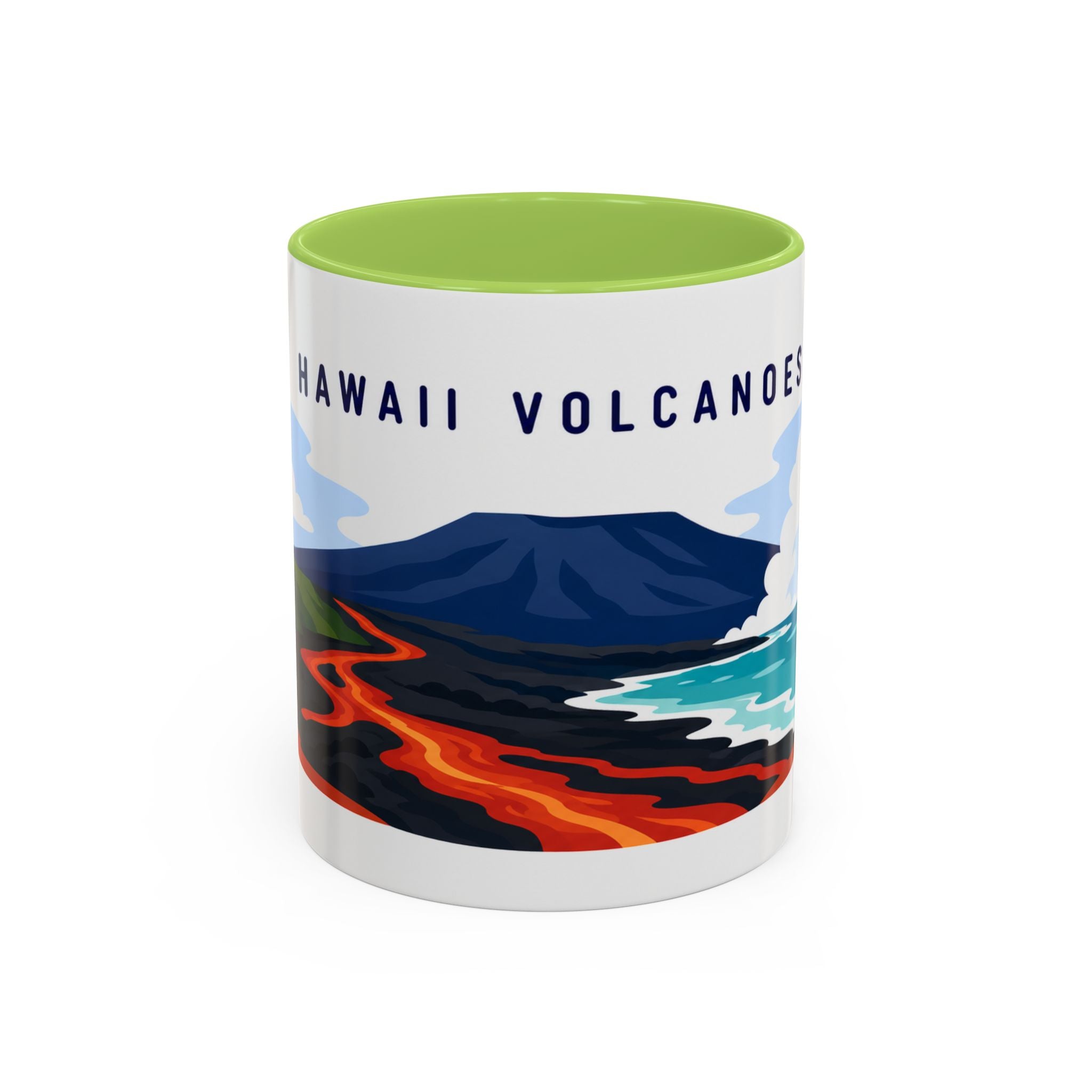 Hawaii Volcanoes Coffee Mug | Travel Destination Souvenir Gift | Accent Color Ceramic 11oz 15oz