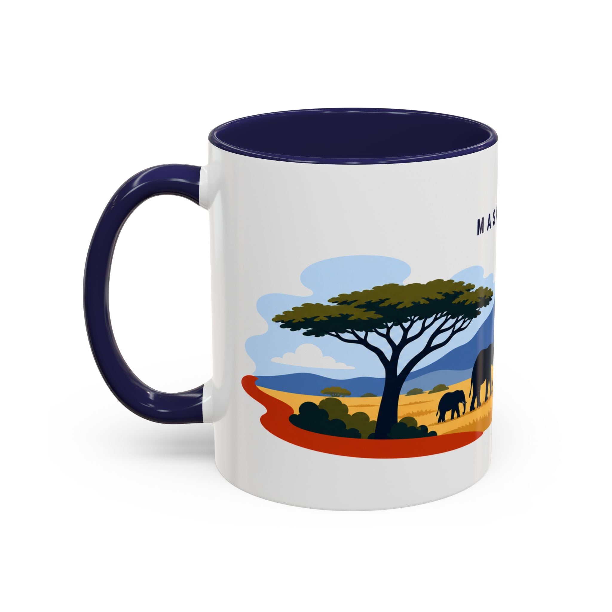 Masai Mara Coffee Mug | Travel Destination Souvenir Gift | Accent Color Ceramic 11oz 15oz