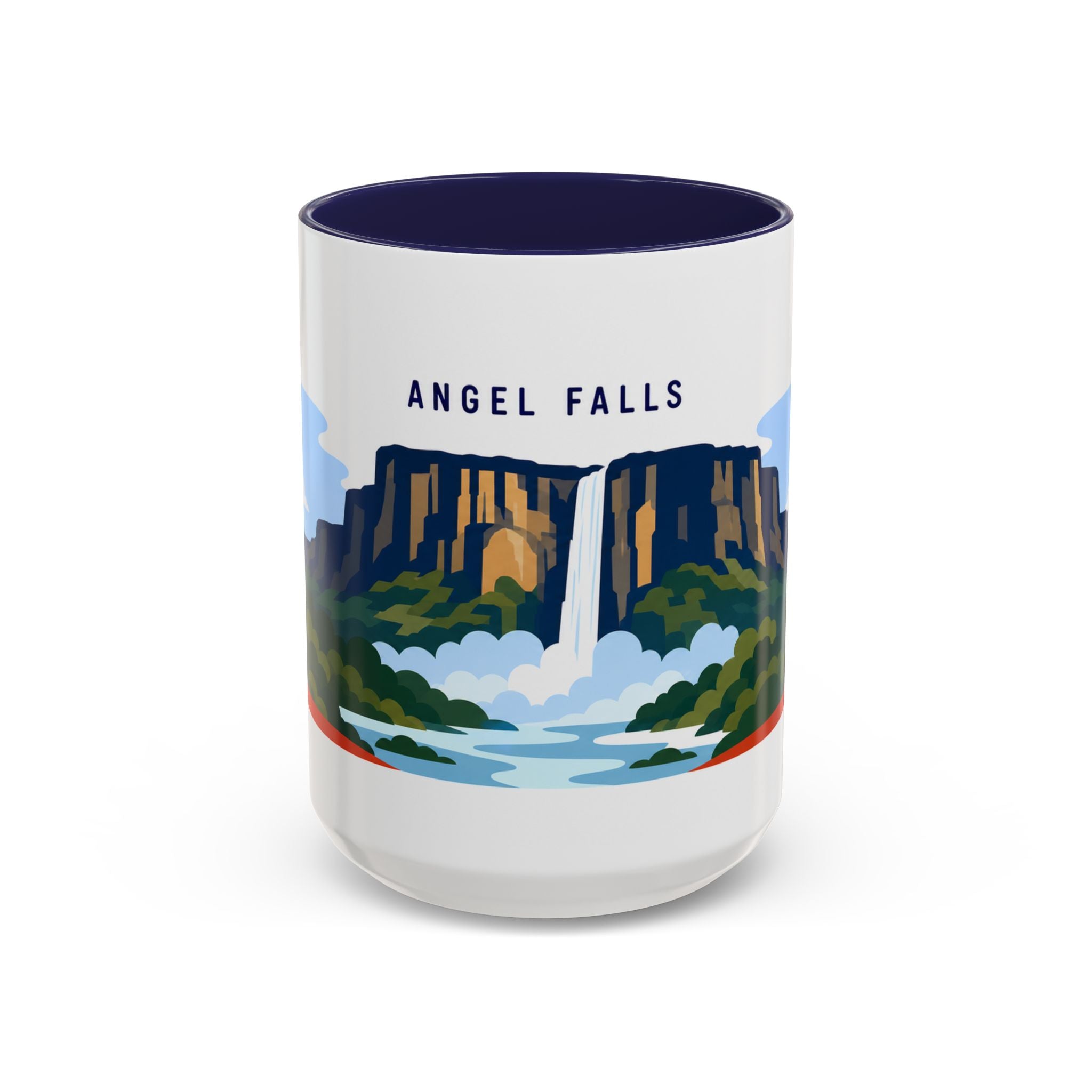 Angel Falls Coffee Mug | Travel Destination Souvenir Gift | Accent Color Ceramic 11oz 15oz